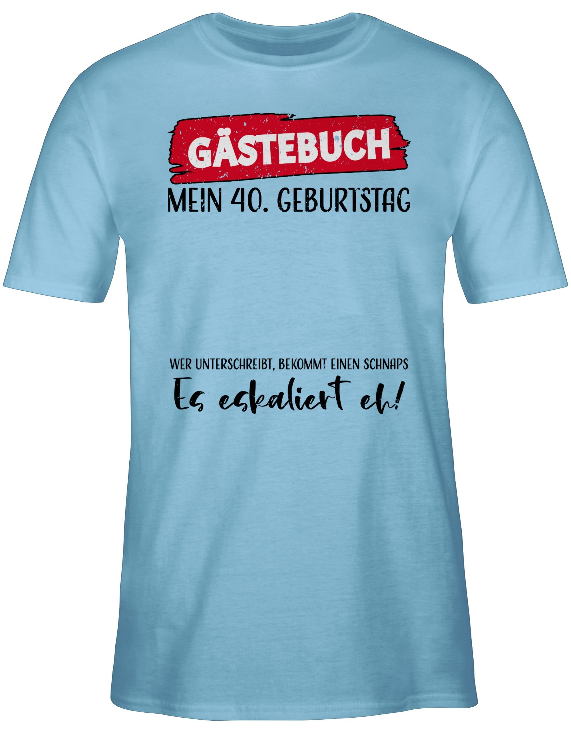 Geburtstag 40. Shirtracer T-Shirt 40. Hellblau Geburtstag Gästebuch 03