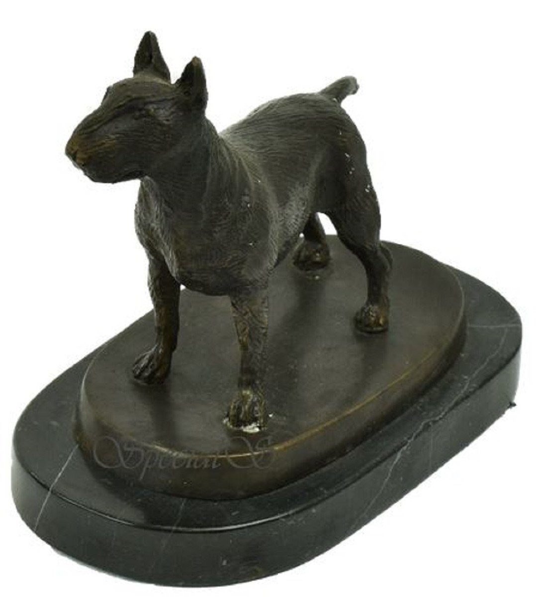 Bronzefigur mit Dekofigur Hund x - Deko Schwarz Bronzefarben Marmorsockel Bullterrier x Accessoires Skulptur 10 Bronze cm H. Luxus / 15 Dekofigur Deko 19 Casa - Padrino -