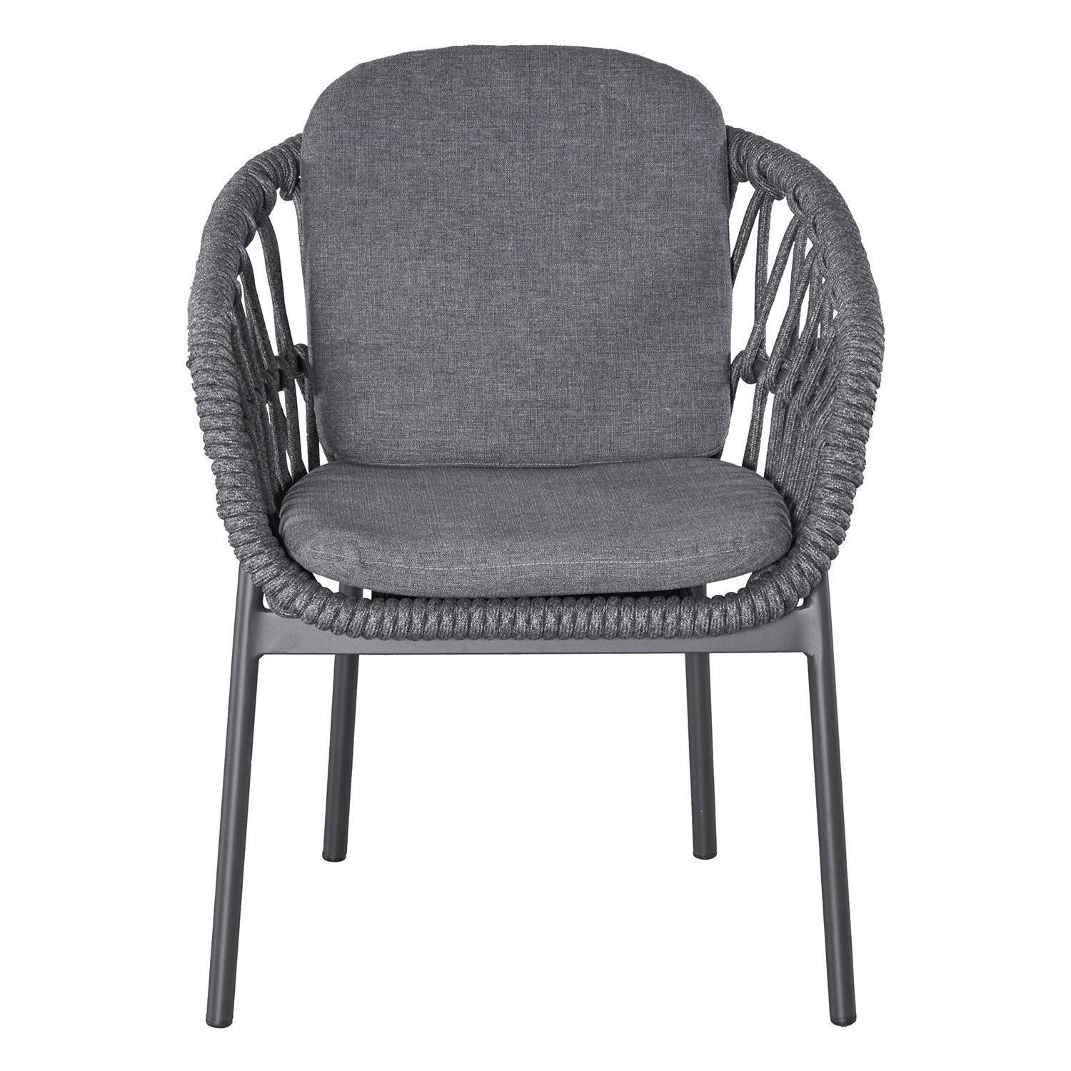 Outdoor Gartenstuhl BARI, Anthrazit, Dunkelgrau, Aluminium, Bezüge aus Olefin, mit Kissen