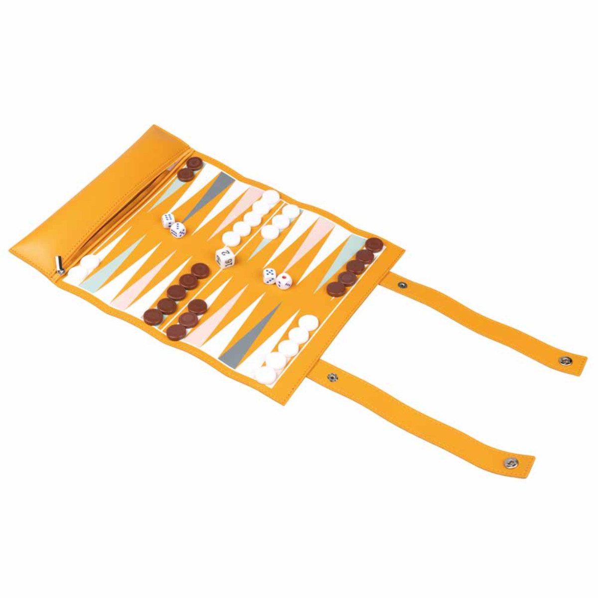 TRI International Spielesammlung Reisespiel Backgammon kompakt zum Zusammenrollen