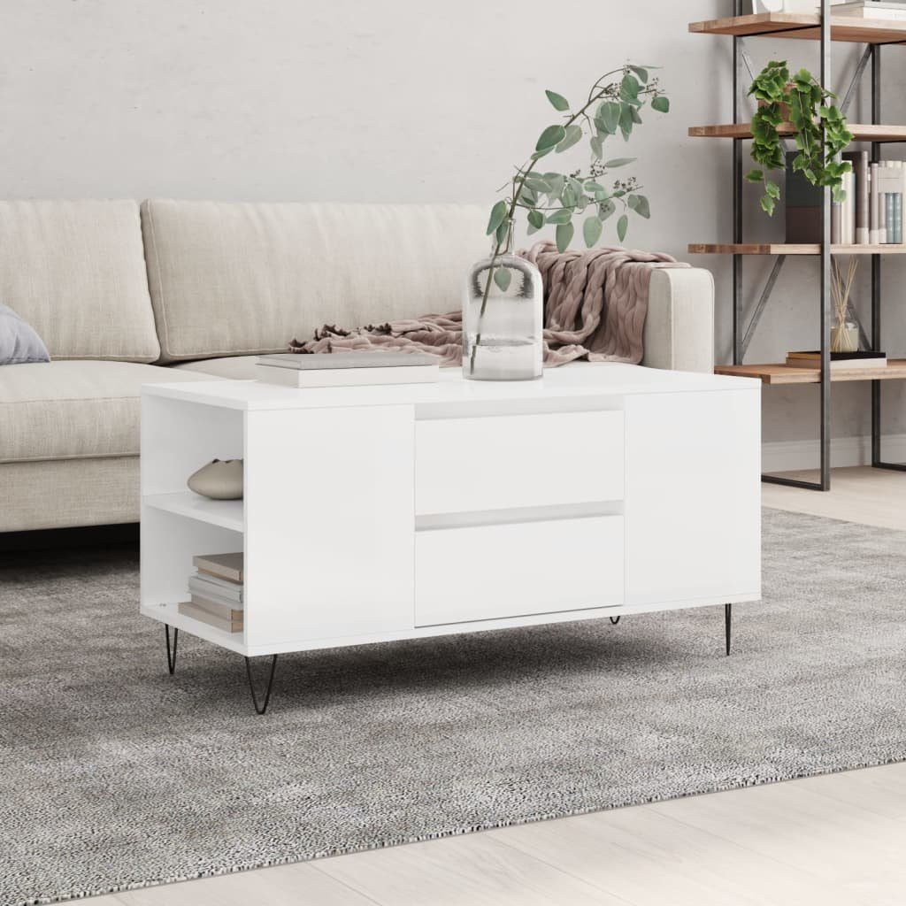 vidaXL Couchtisch Couchtisch Hochglanz-Weiß 102x44,5x50 cm Holzwerkstoff (1-St) Hochglanz-Weiß | Hochglanz-Weiß