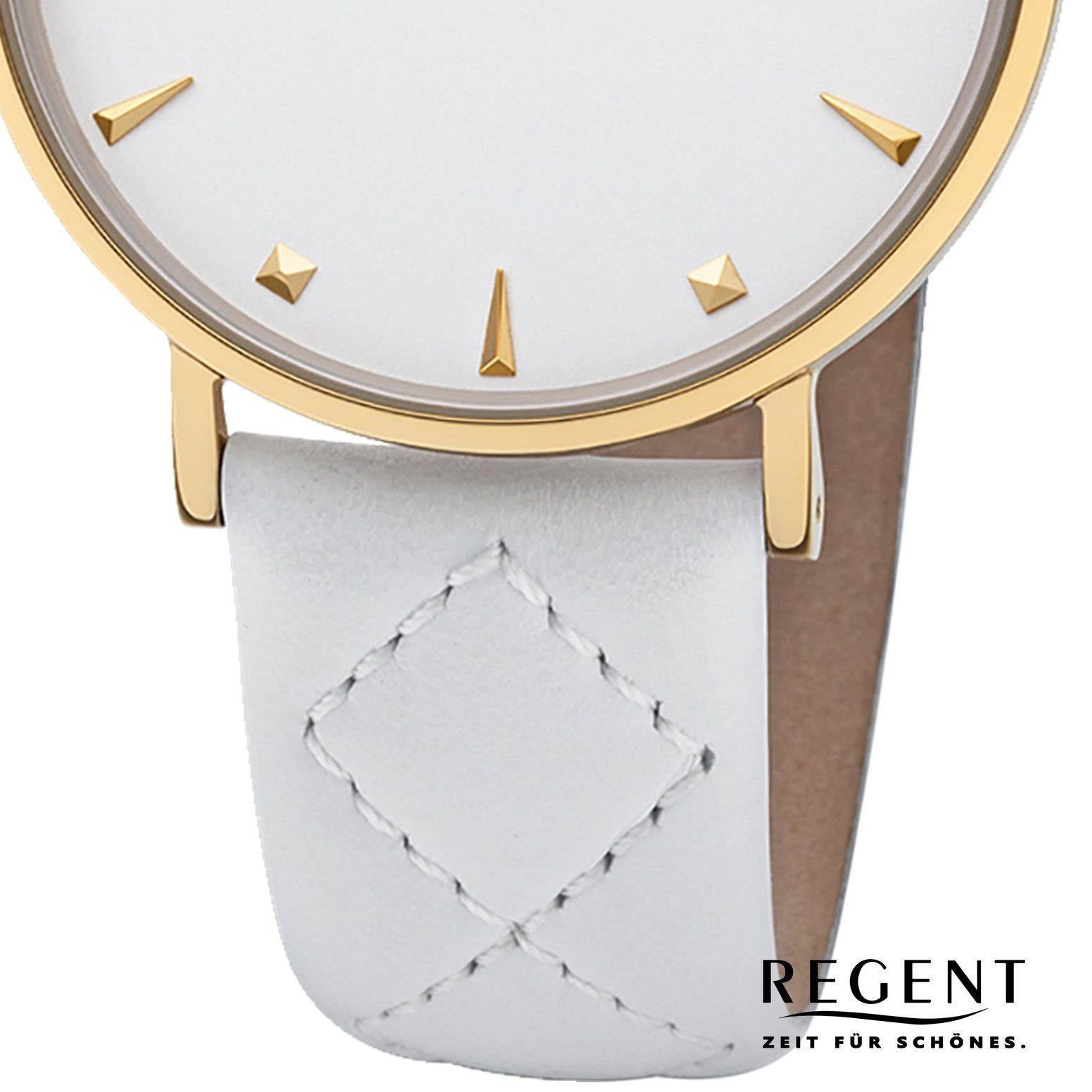 Damen Uhr rund, Quarzuhr Armbanduhr Regent Damen Quarz Leder, (ca. BA-577 36mm), Lederarmband mittel Regent