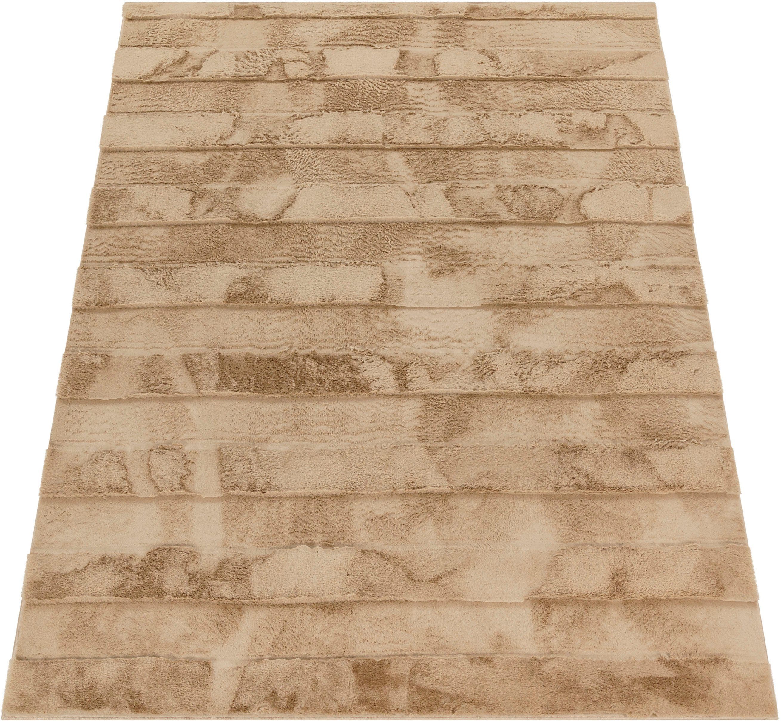 Paco Home Hochflor-Teppich Arnheim 744, rechteckig, Höhe: 24 mm, Uni Farben, gestreift, besonders weich, Hoch-Tief Effekt