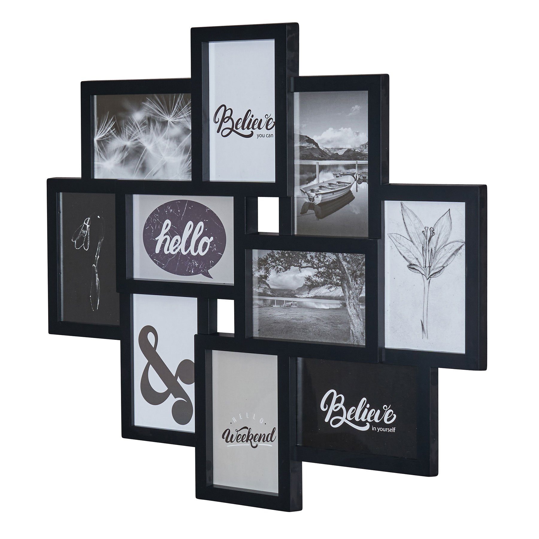 Levandeo® Bilderrahmen Collage, Bilderrahmen Schwarz 10 Fotos Fotogalerie F günstig online kaufen