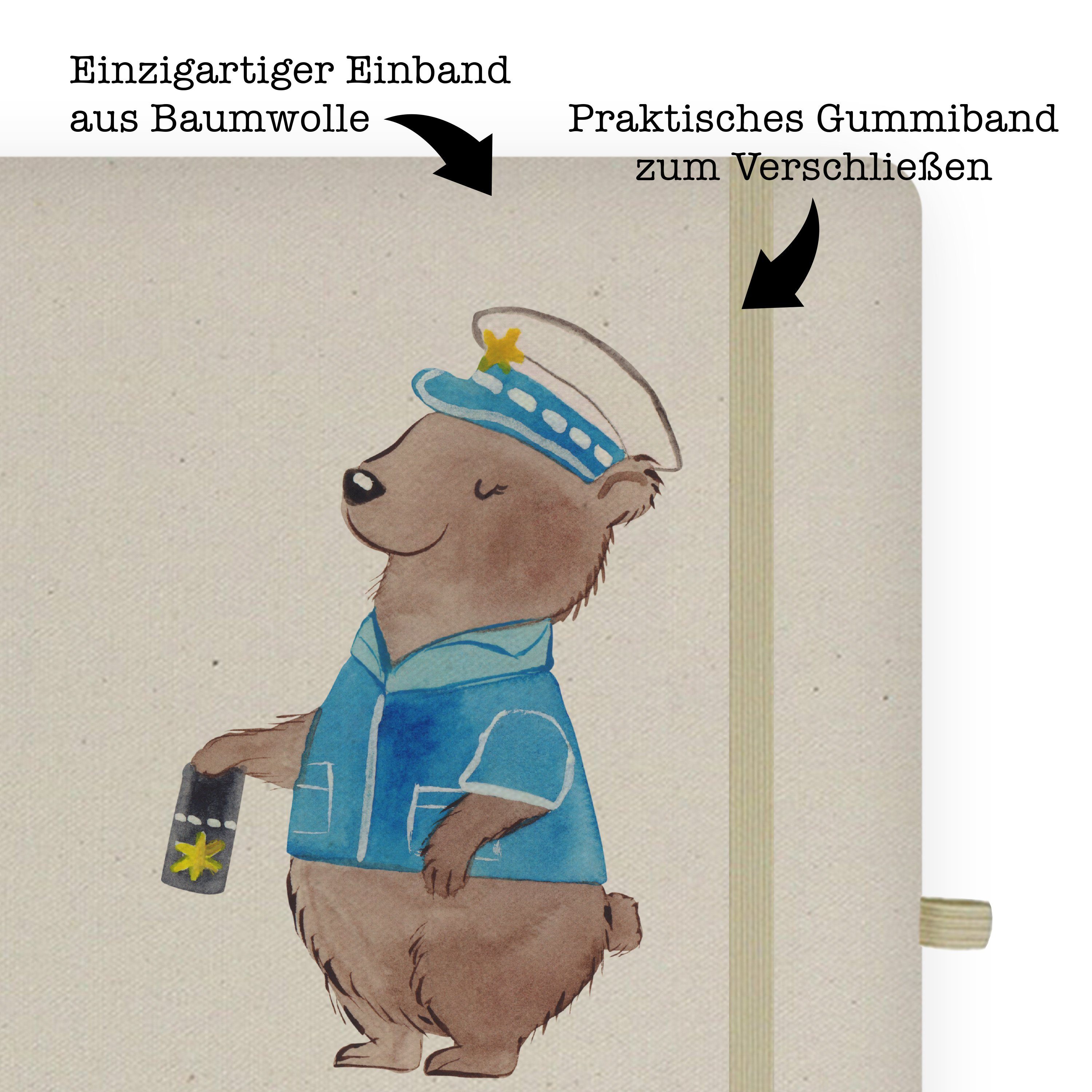 Mrs. Polizistin - Wachfrau, Panda Notizbuch Panda Mr. Skizzenbuch, Transparent & Geschenk, - mit Mr. Herz & Mrs.