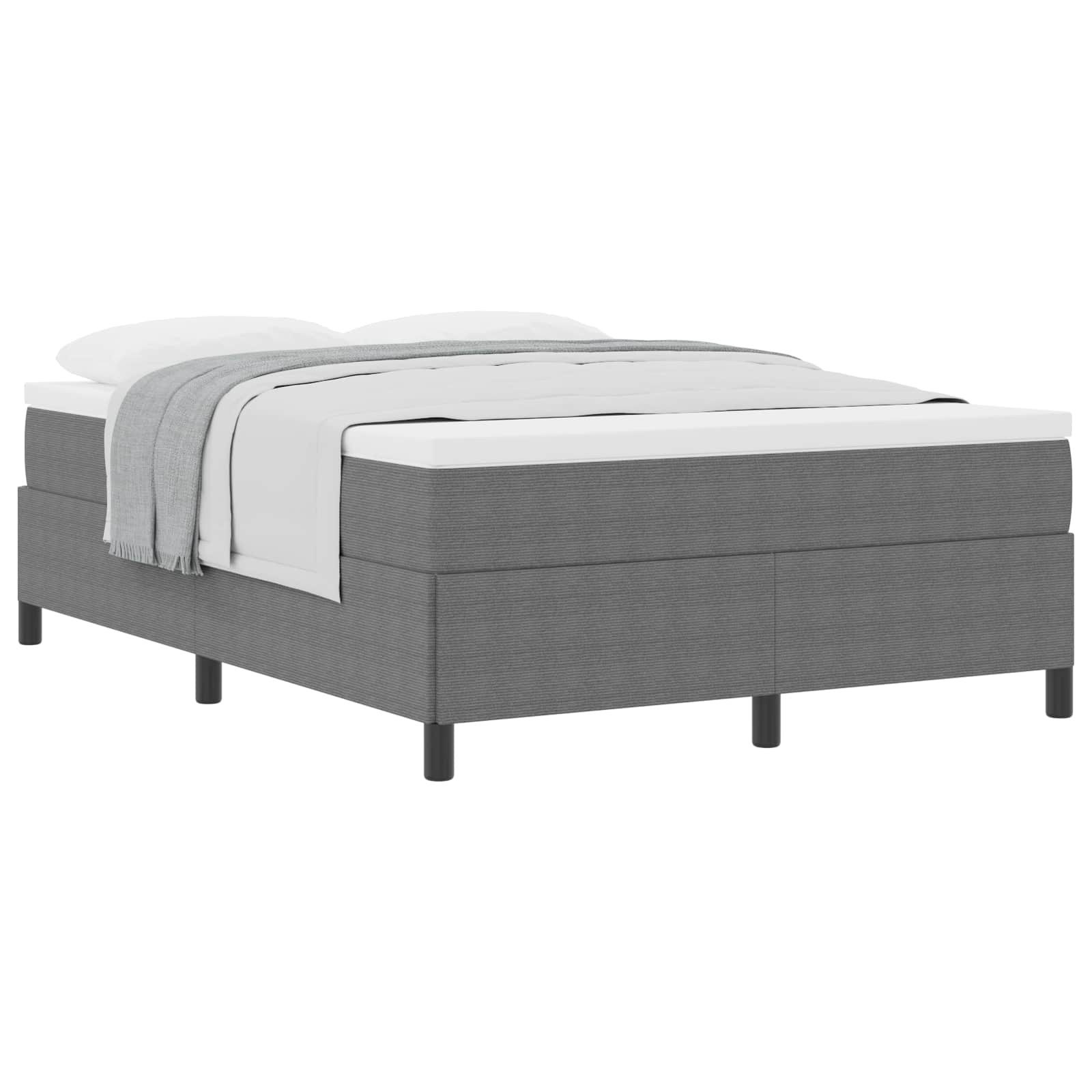 vidaXL Bett Boxspringbett Hellgrau 160 x 200 cm Cordstoff (1-tlg)