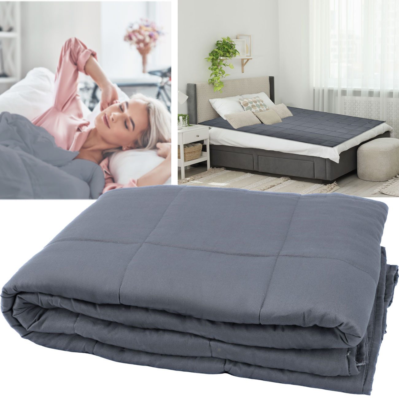Casativo Gewichtsdecke Komfort Gewichtsdecke 150 x 200cm, 7kg, Premium Baumwolle & Glasperlen für tiefe Entspannung