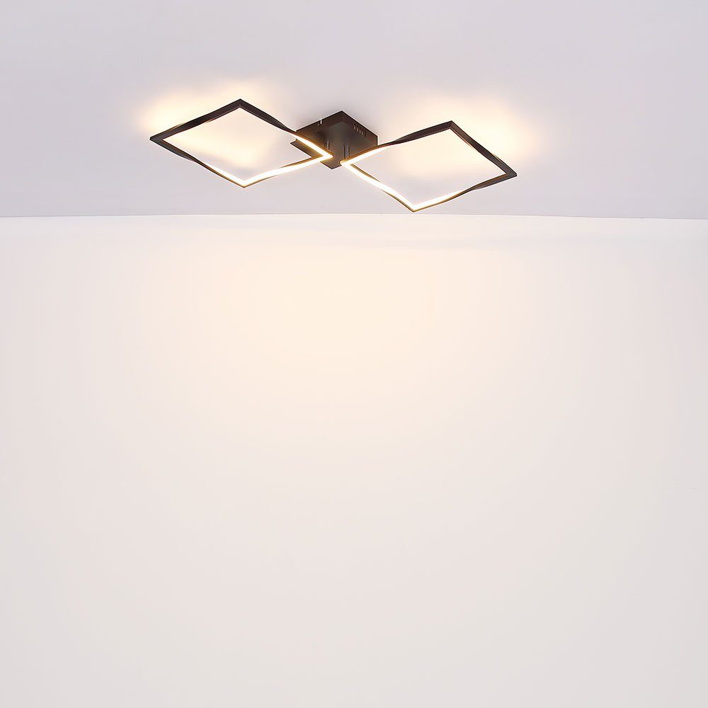 cm Quadrate LED-Leuchtmittel Wohnzimmerlampe verbaut, LED schwarz Deckenleuchte Warmweiß, L Deckenleuchte, fest etc-shop 86,5 LED