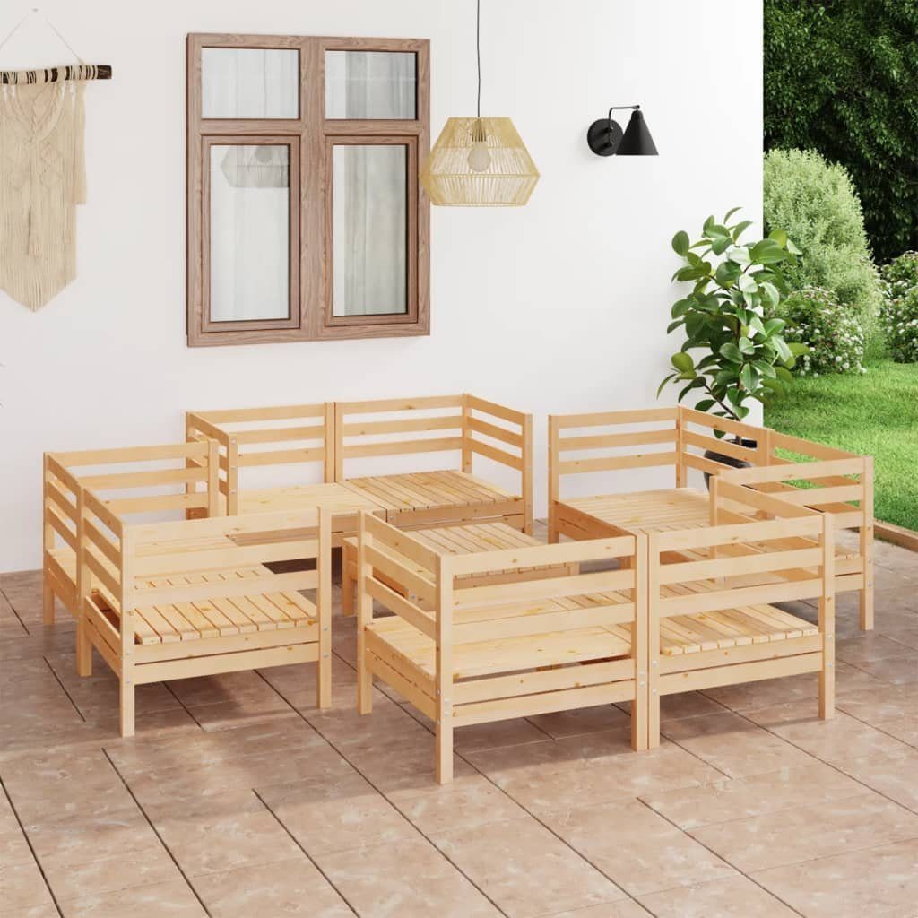 vidaXL GartenloungeSet »9tlg. GartenLoungeSet Kiefer Massivholz