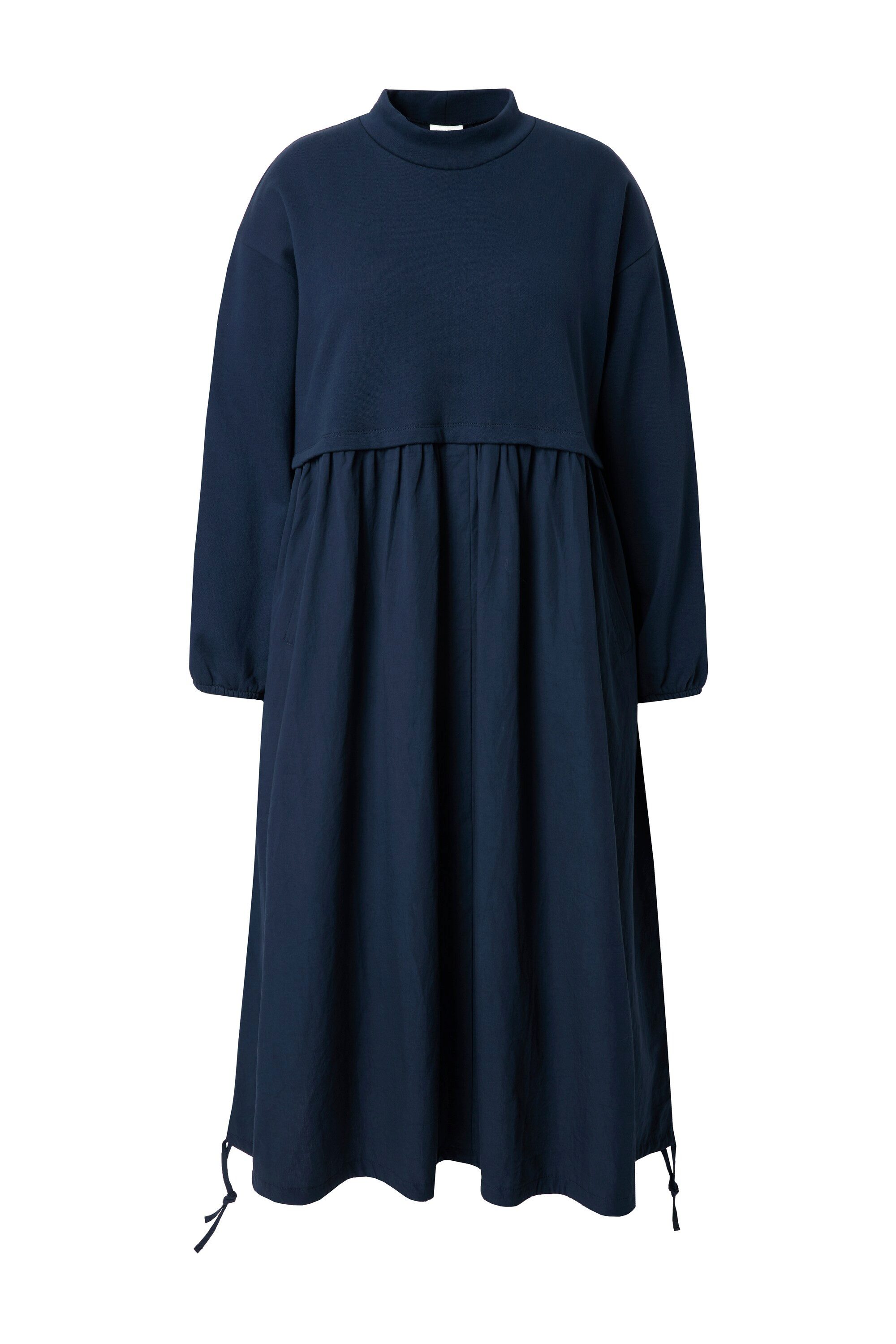 Ulla Popken Midikleid Maxikleid A-Linie Stehkragen Langarm Biobaumwolle günstig online kaufen