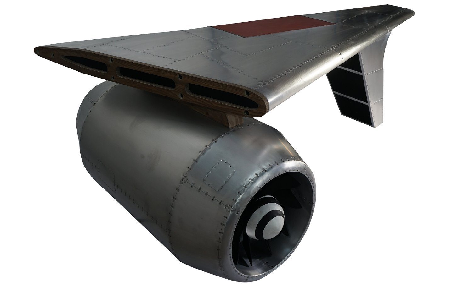 JVmoebel Schreibtisch Flugzeug Flügel Tisch aus Metall in Silber, Made in Europa