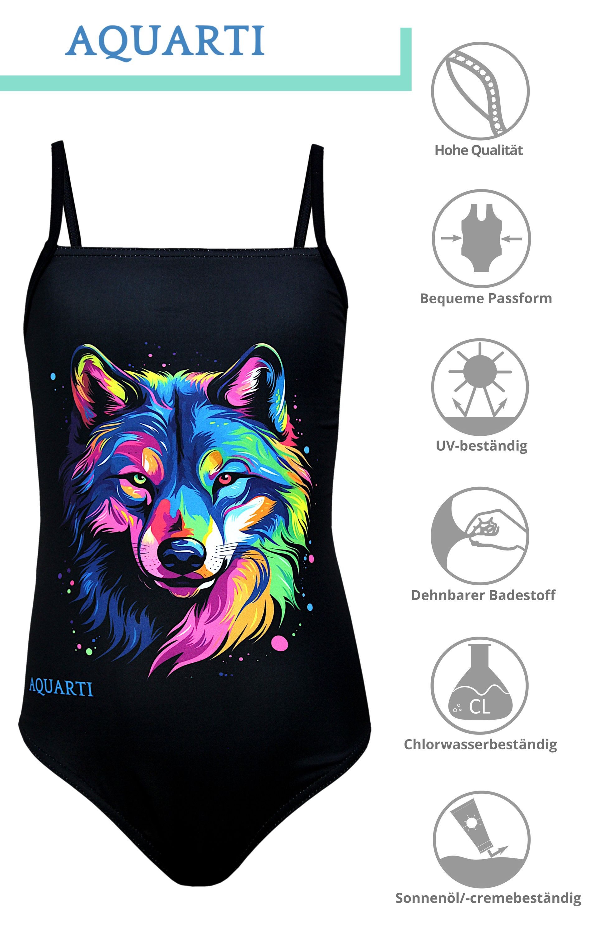 Aquarti Badeanzug Aquarti Mädchen Badeanzug mit Spaghettiträgern Streifen