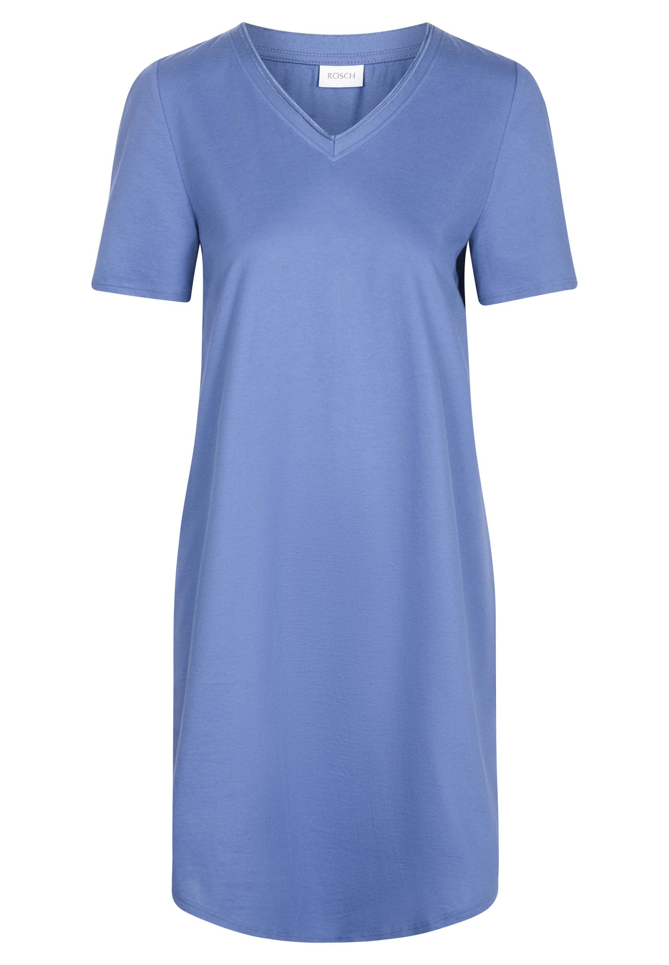 Cotton Nachthemd Organic mit Ärmeln, Denim Bigshirt Aus - Nachthemd Basic Rösch kurzen Baumwolle - (1-tlg)