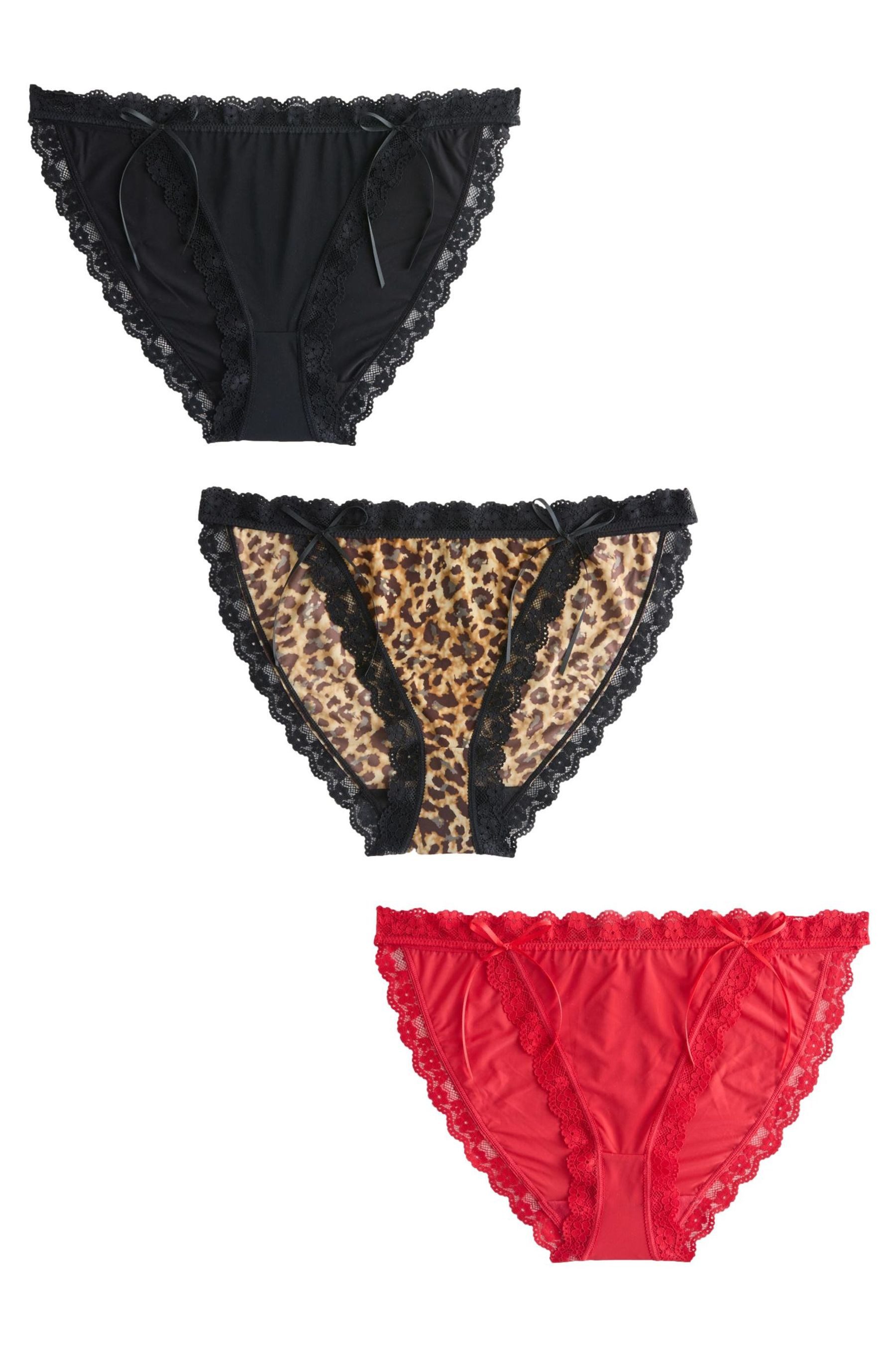 Tanga Slips aus Mikrofasern + Spitze im 3er-Pack, Tanga