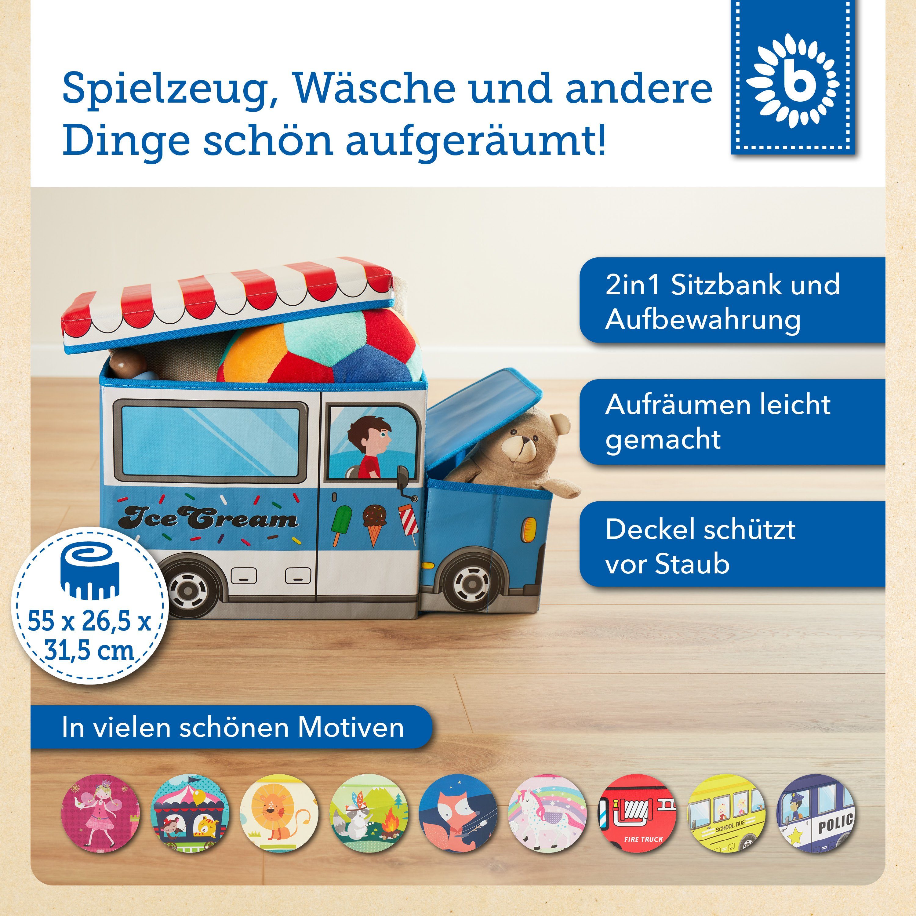 BIECO Spielzeugtruhe Bieco Kinder Aufbewahrungsbox mit Deckel, faltbar, Spi günstig online kaufen