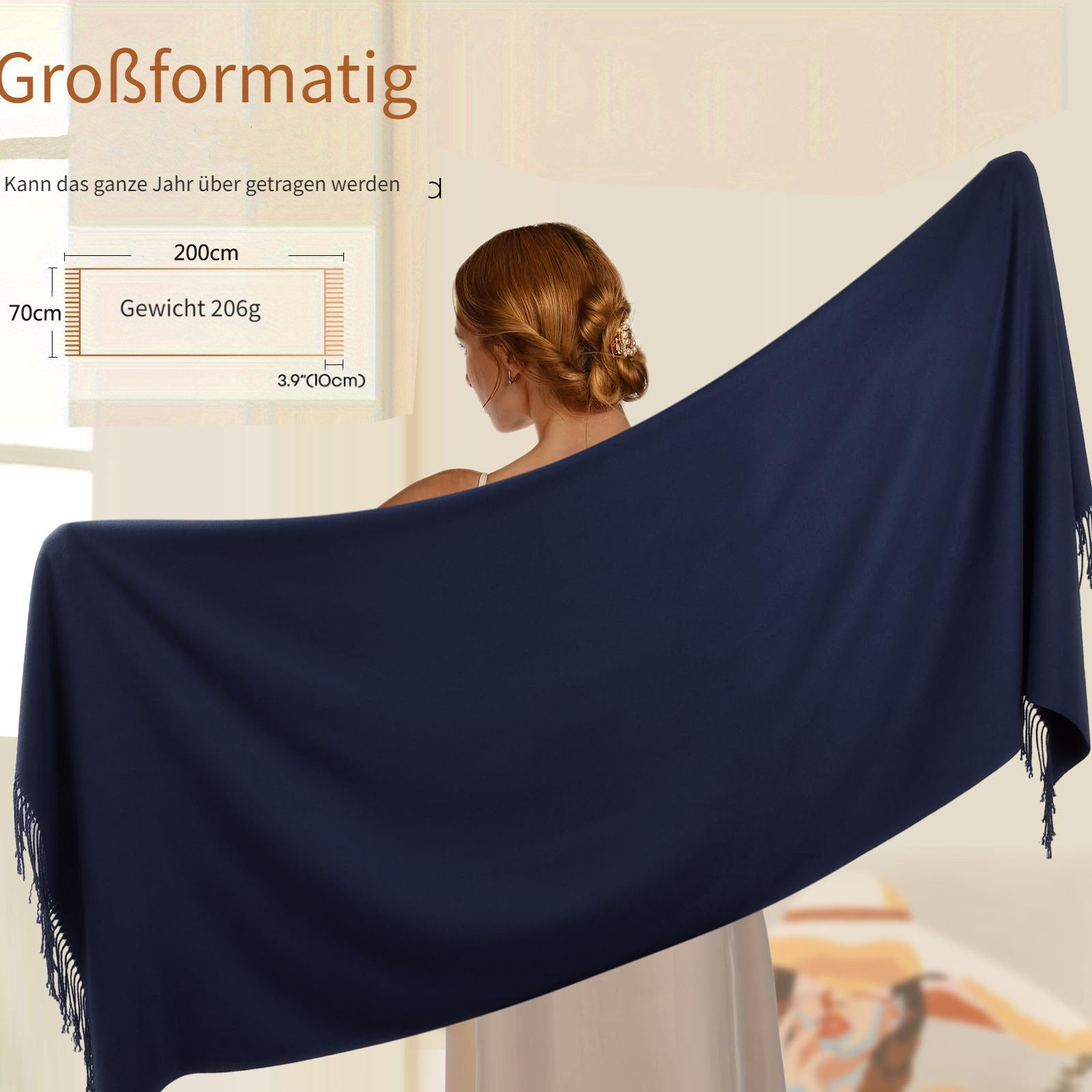 Cachito Modeschal Damen Schultertuch Abendkleid festlich Schal, mit quasten/fransen, Tücher für abendkleid Stola Scarf Winterschal – Bild 4 von 5