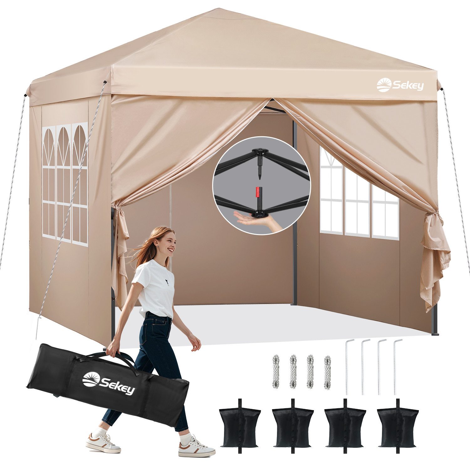 Sekey Faltpavillon 3x3 m Gartenpavillon mit günstig online kaufen