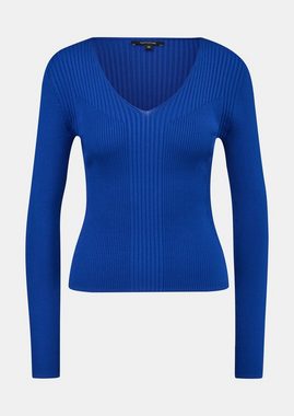 Comma Langarmshirt Strickpullover mit Rippstruktur