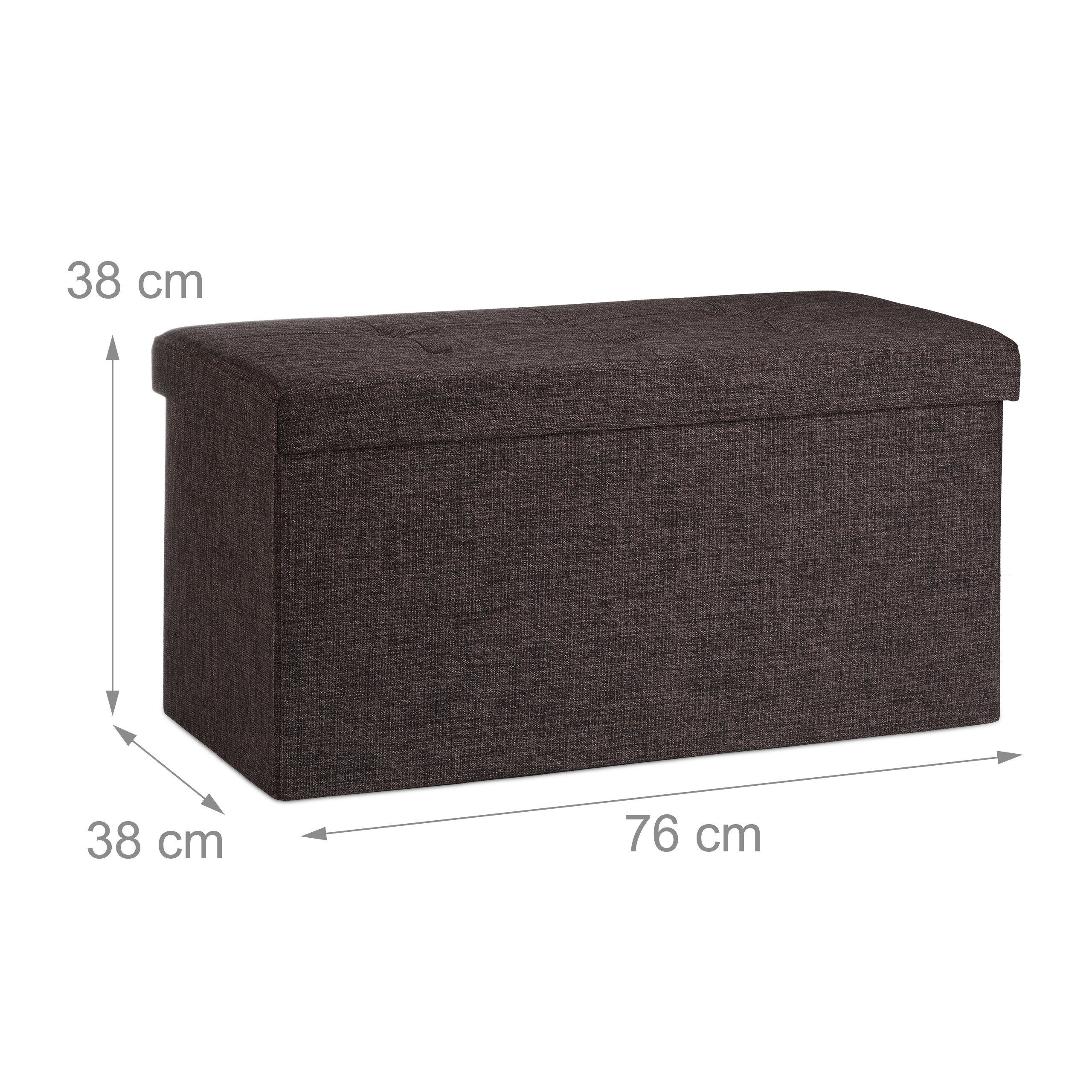 relaxdays Sitzbank Faltbare Sitzbank Leinen, braun – Bild 4 von 5