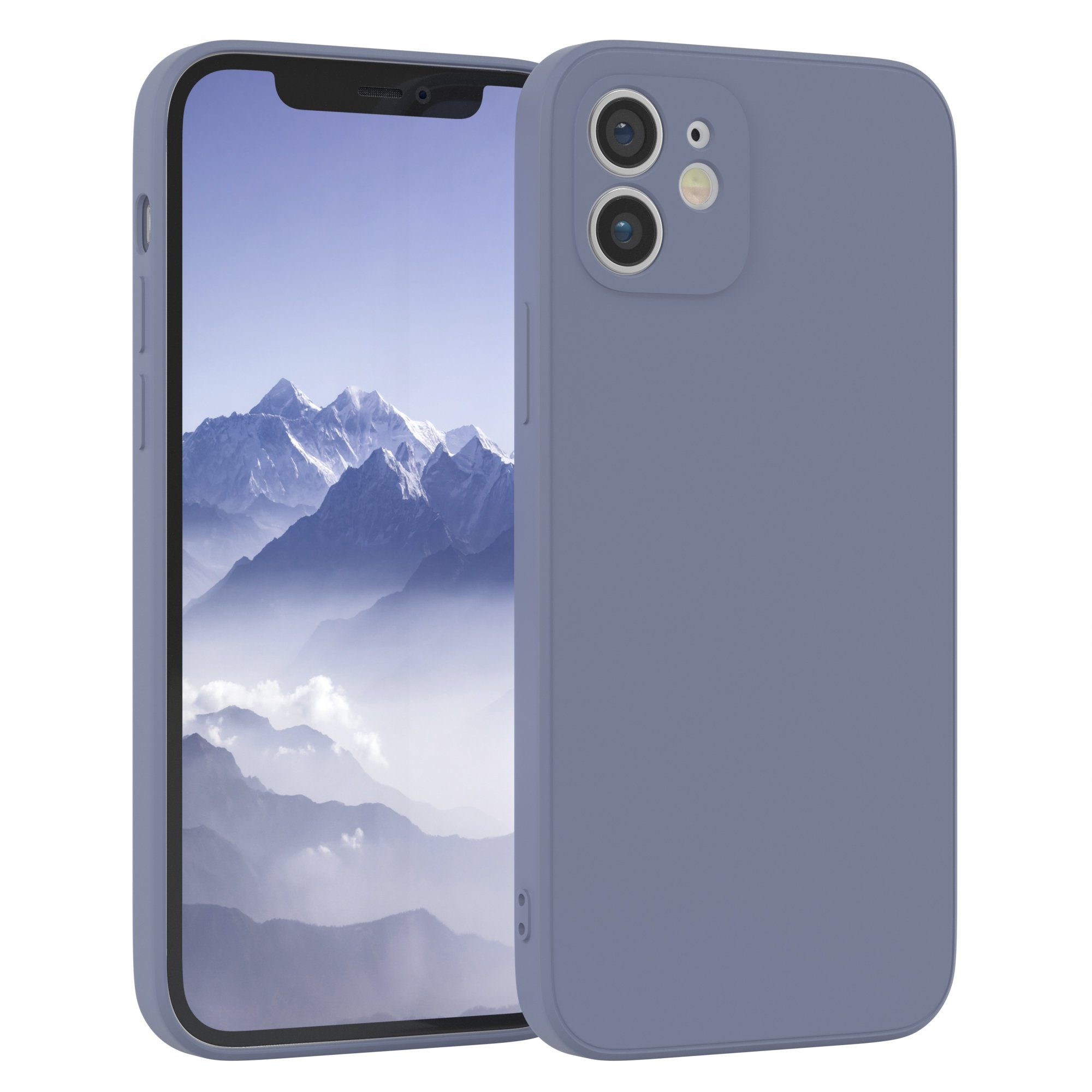 EAZY CASE Handyhülle für Apple iPhone 12 Hülle Silikon 6,1 Zoll, Silikon Schutzhülle mit Kameraschutz Matt Back Cover Soft Eis Blau