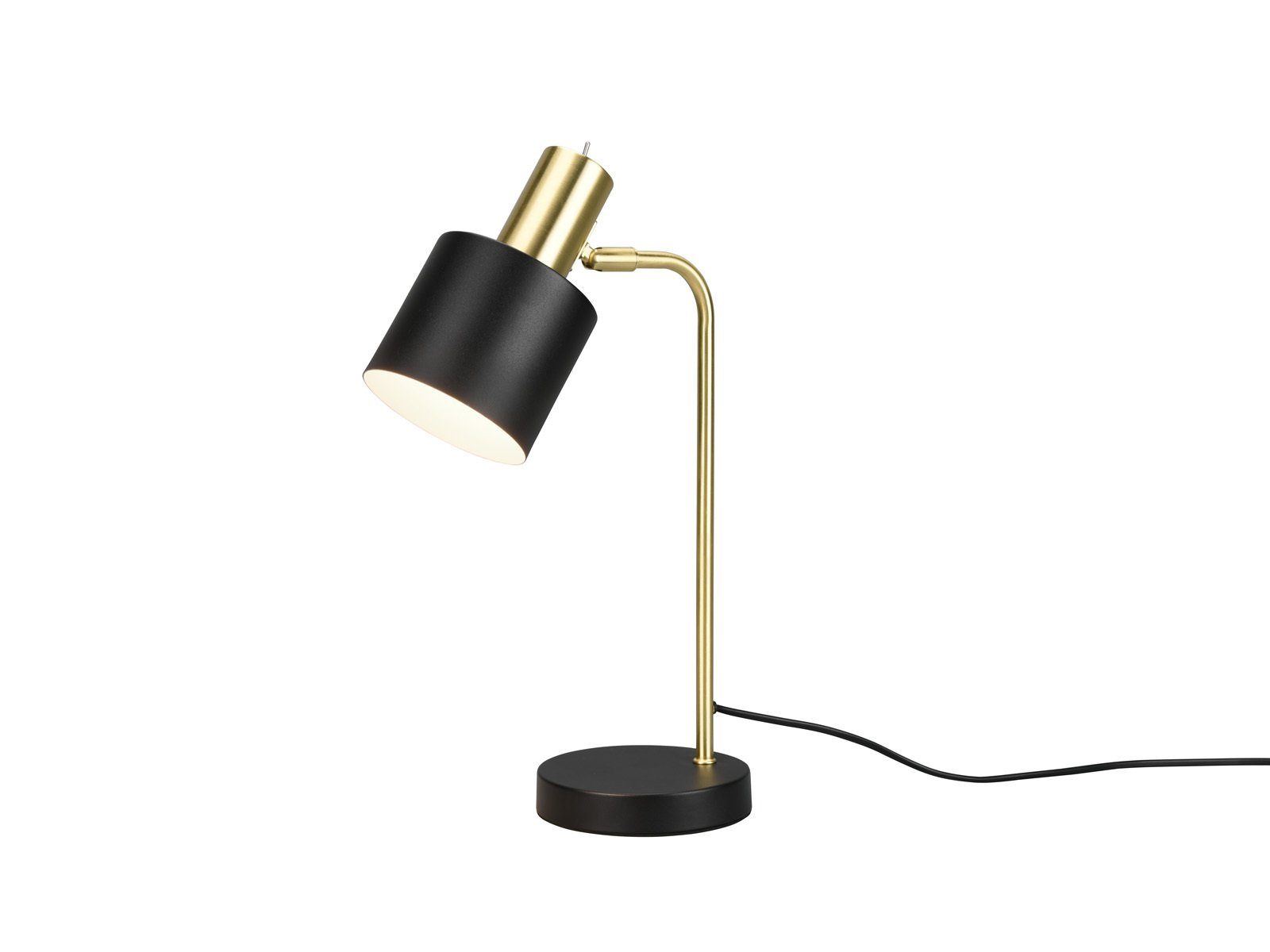 Bett H: Lampenschirm LED wechselbar, LED Schwarz dimmbar, meineWunschleuchte mit warmweiß, Nachttischlampe, Schwarz-Gold 43cm große Leselampe Gold,