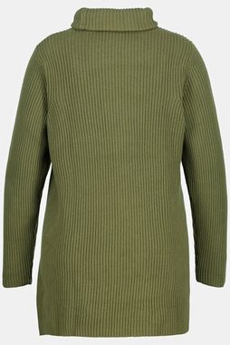 Ulla Popken Strickpullover Rollkragen-Pullover Patentstrick Langarm