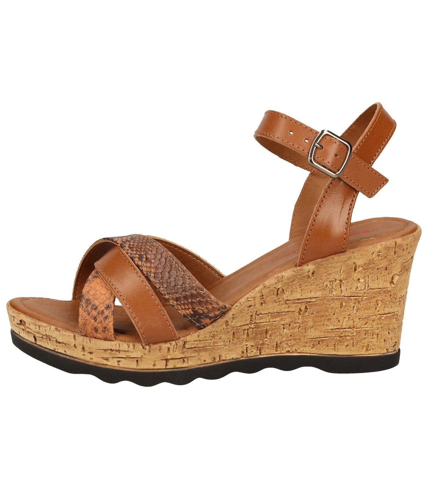 s.Oliver Sandalen Leder/Synthetik Keilsandalette Cognac