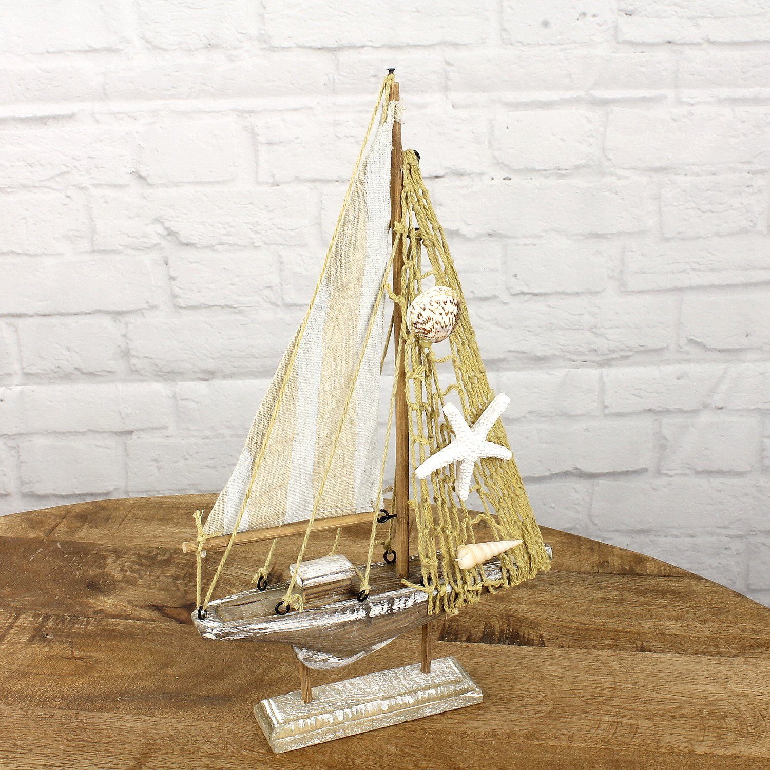 Matrasa Segelboot Deko Aus Holz - 54 Cm Maritime Dekofigur In Rot