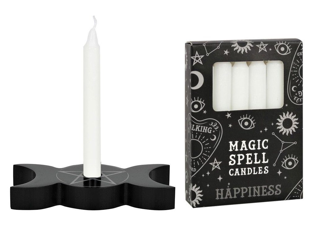 MystiCalls Kerzenhalter Spell Candle Halter Triple Moon - Wunschkerze, Black Magic, Witchcraft, Hexe… Happiness