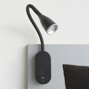 kalb Bettleuchte LED Bettleuchte Tulipano II Leselampe USB Ladefunktion schwarz o. weiß, Touch Schalter, warmweiß