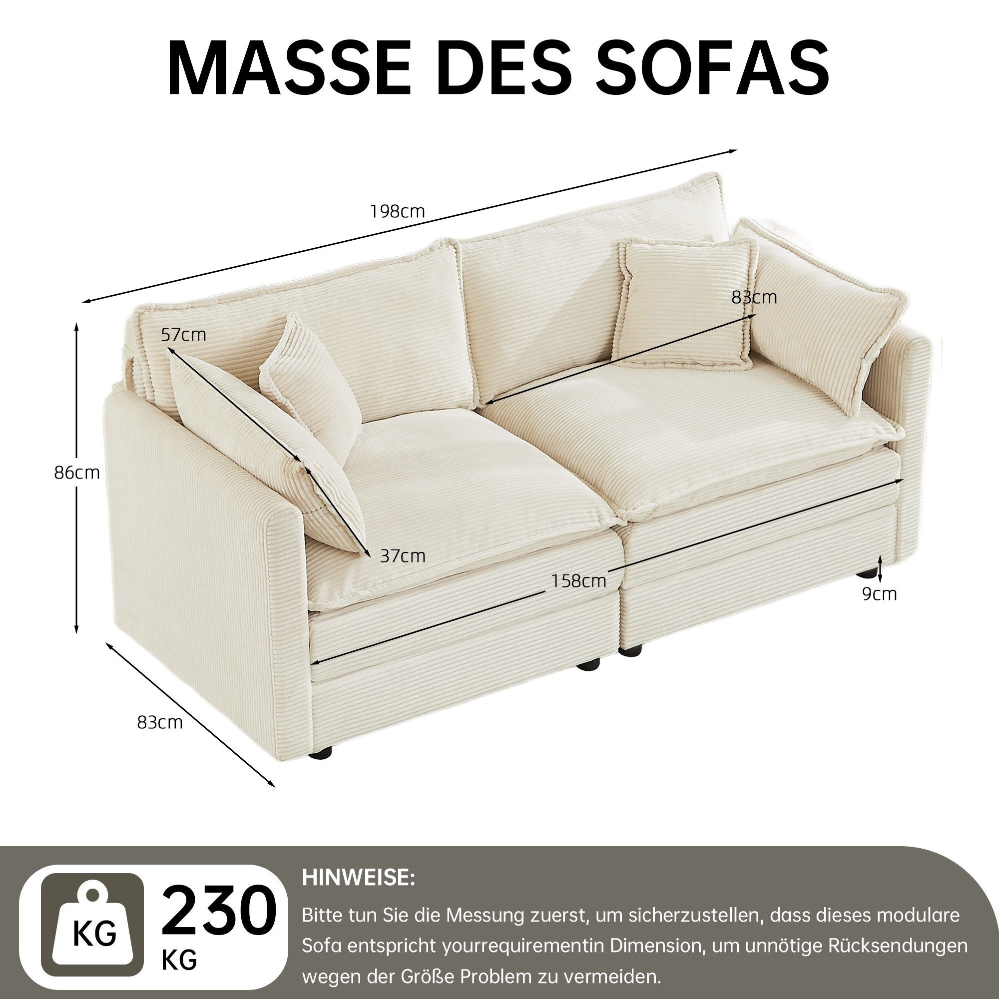 Jiexi Wohnlandschaft Sofa, multifunktionales Kombinationssofa, Freizeitsofa