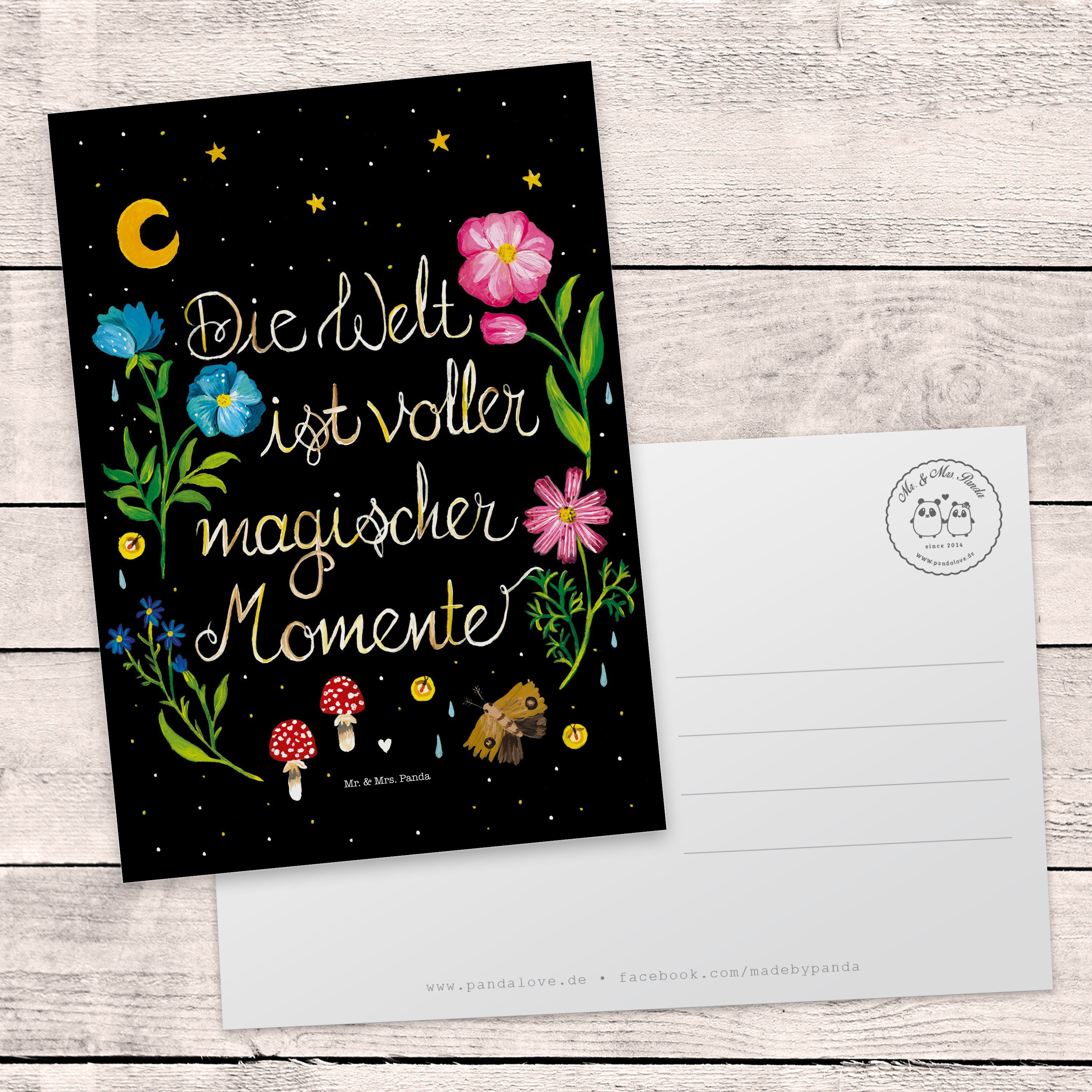 Geschenkkarte, & Spruch Mrs. Magische Motivation, Mr. Panda Geschenk, Welt - Blumen, p Postkarte