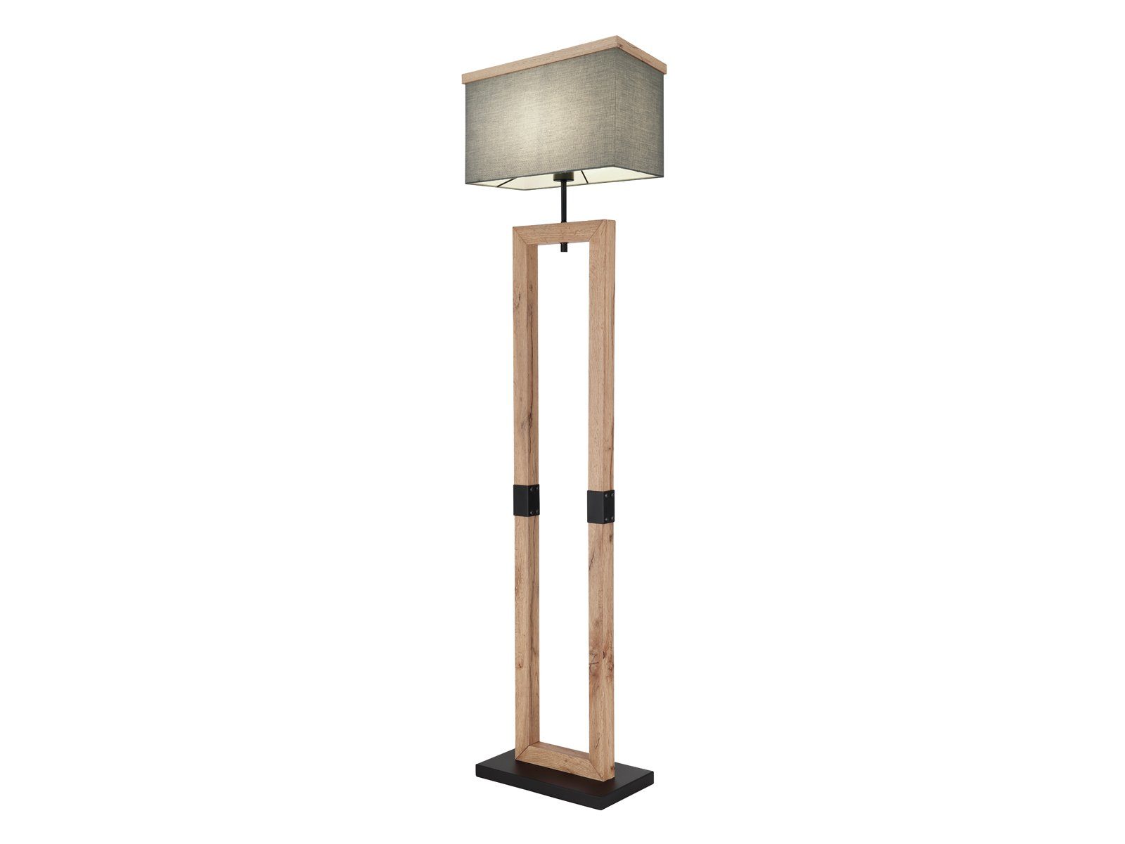 meineWunschleuchte LED Stehlampe, Grau, Stoff skandinavisch warmweiß, Höhe Holz Ecke dimmbar 155cm Lampenschirm-e