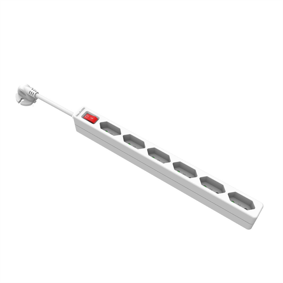 VALUE 6-fach Euro-Steckdosenleiste Steckdosenleiste (Kabellänge 2 m), mit Schalter, Konturenstecker