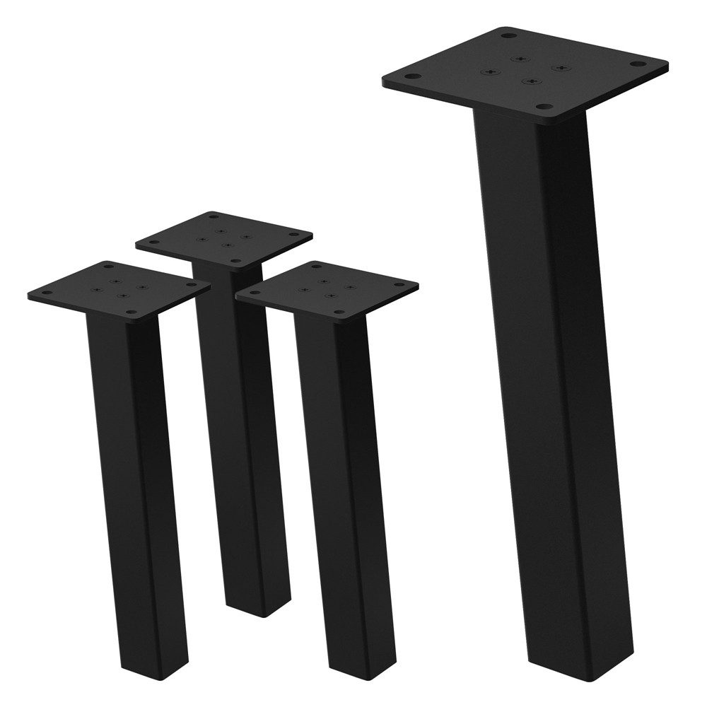 ML-DESIGN Tischbein Tischkufen I-Design Möbelfüße Tischgestell aus pulverbeschichtet Stahl, 4er Set Bankkufen 30cm Schwarz glänzend Möbelbeine 96° Neigung