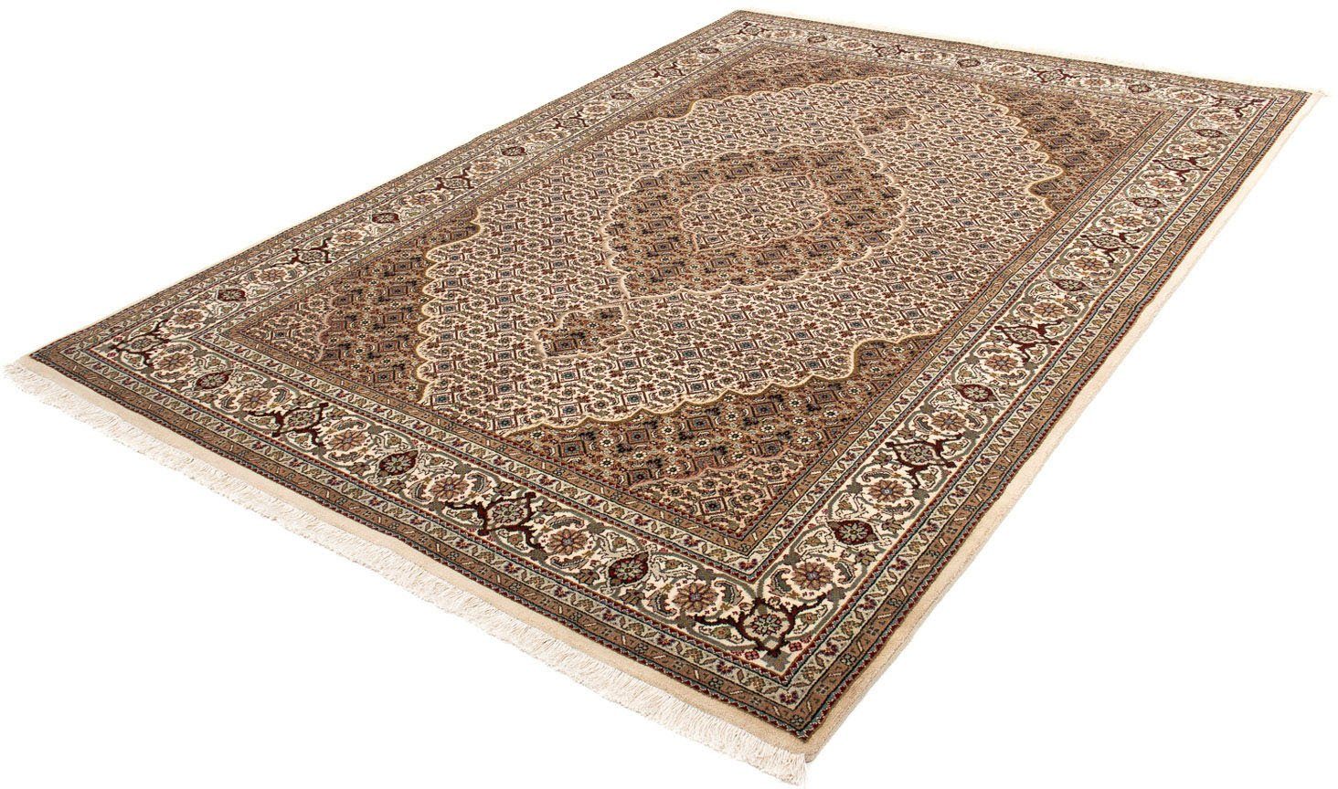 Orientteppich Perser - Täbriz - 242 x 171 cm - beige, morgenland, rechteckig, Höhe: 10 mm, Wohnzimmer, Handgeknüpft, Einzelstück mit Zertifikat