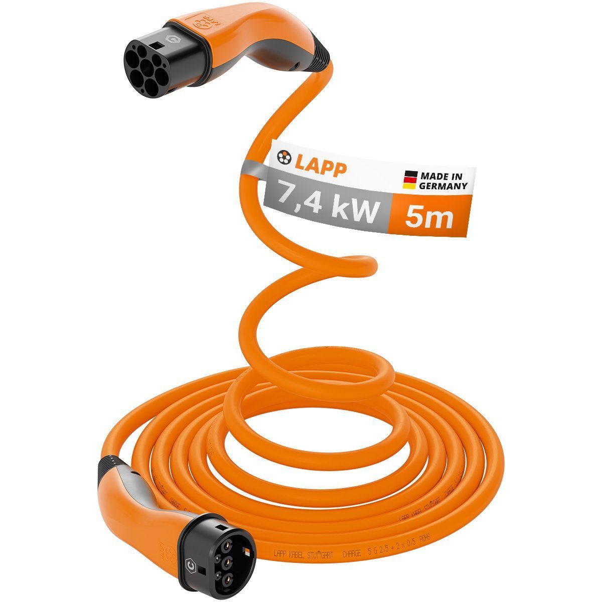 GLIESE Kabel Type 2 11kW Ladekabel Akku Ladegerät 5m 16A Autoladekabel