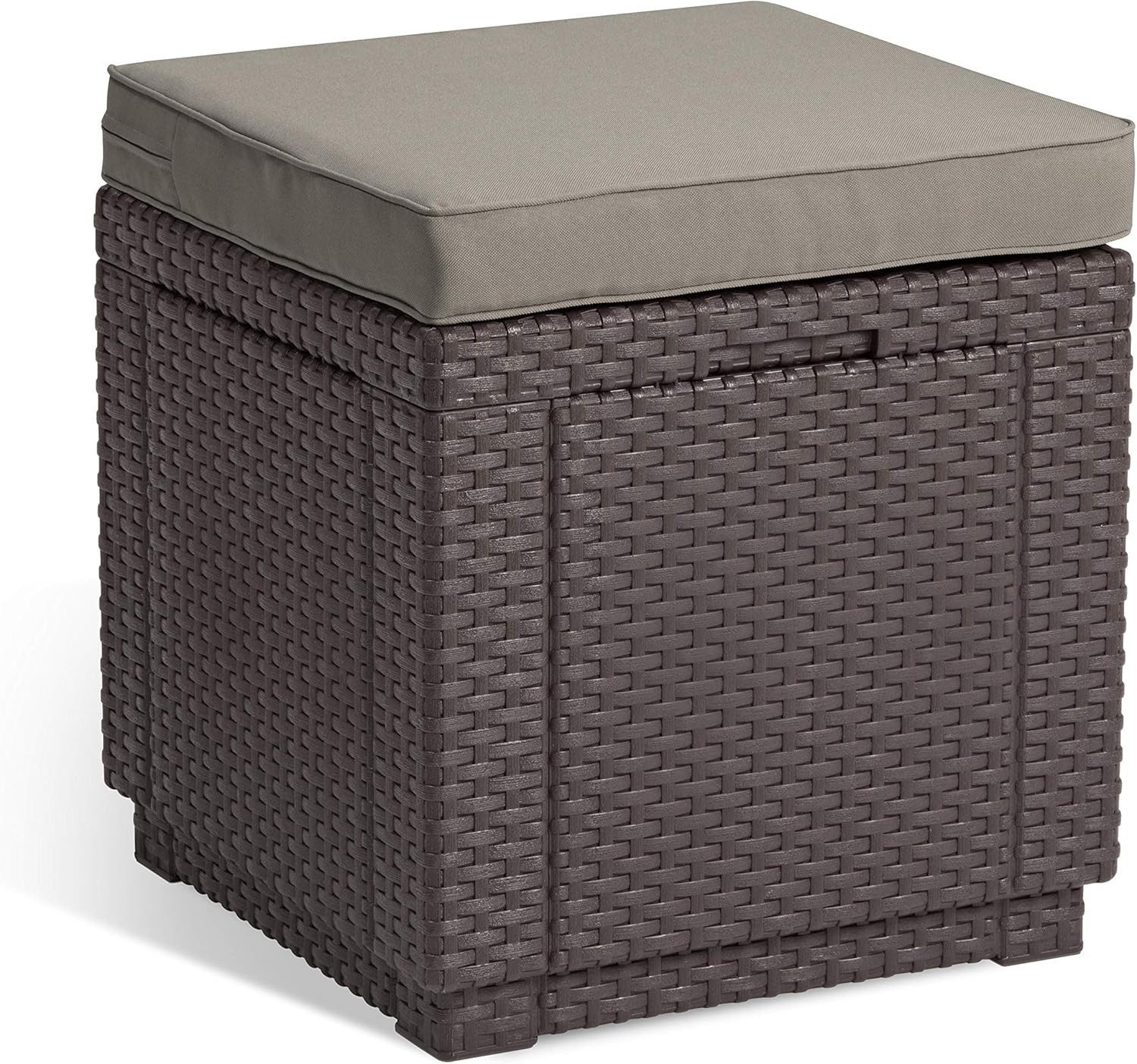Keter Hocker Keter Hocker Cube mit Stauraum Taupe Sitzhocker Gartenhocker mit, Mit Stauraum