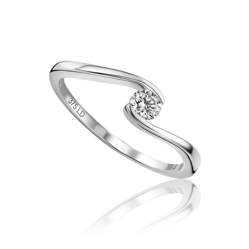 Miore Solitärring für Damen in 9K (375) Weißgold mit Diamant 0,10 oder 0,16 ct, in Spannfassung - Echtgold