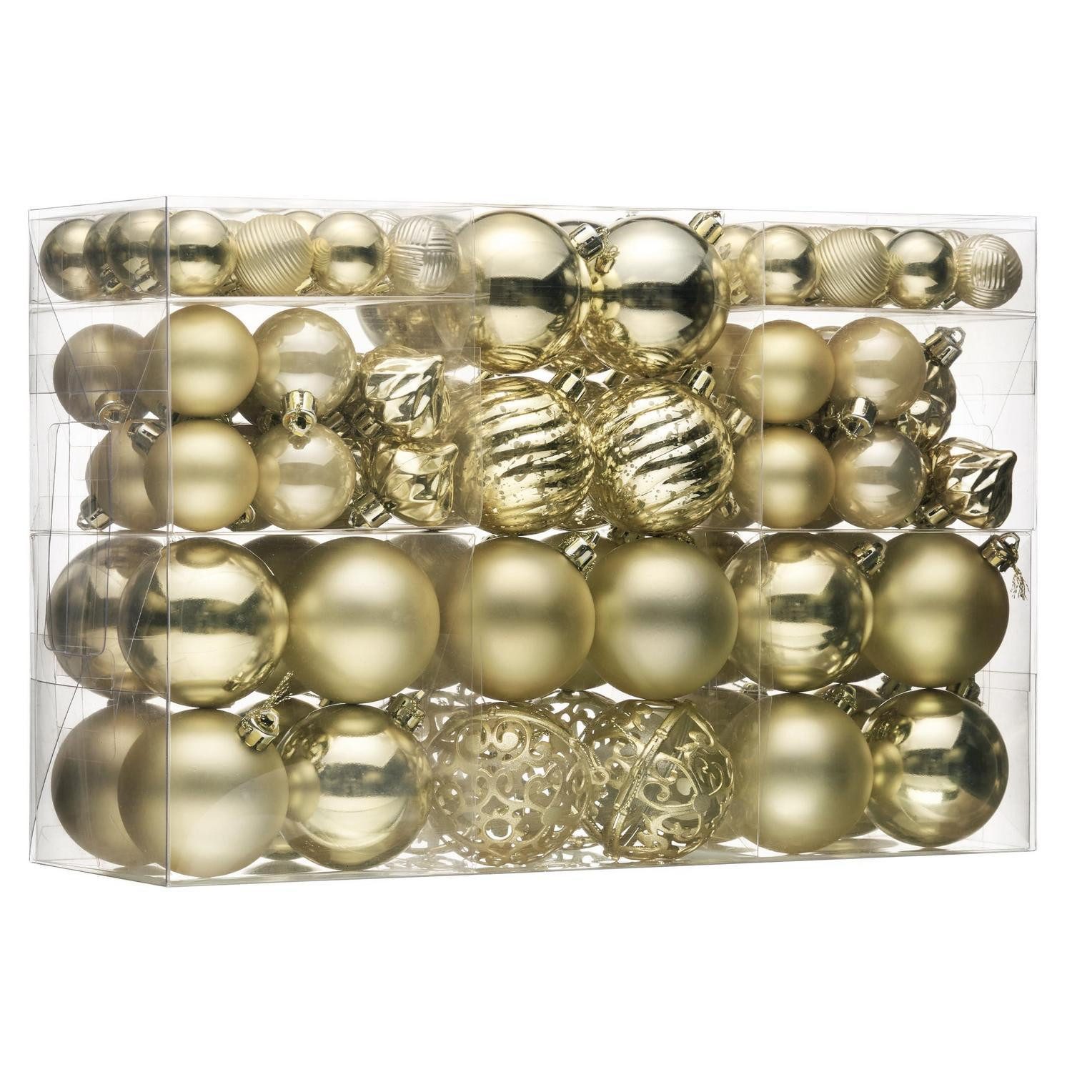 LuxusKollektion Weihnachtsbaumkugel Christbaumkugeln 100 Stück Gold Geschenkpaket