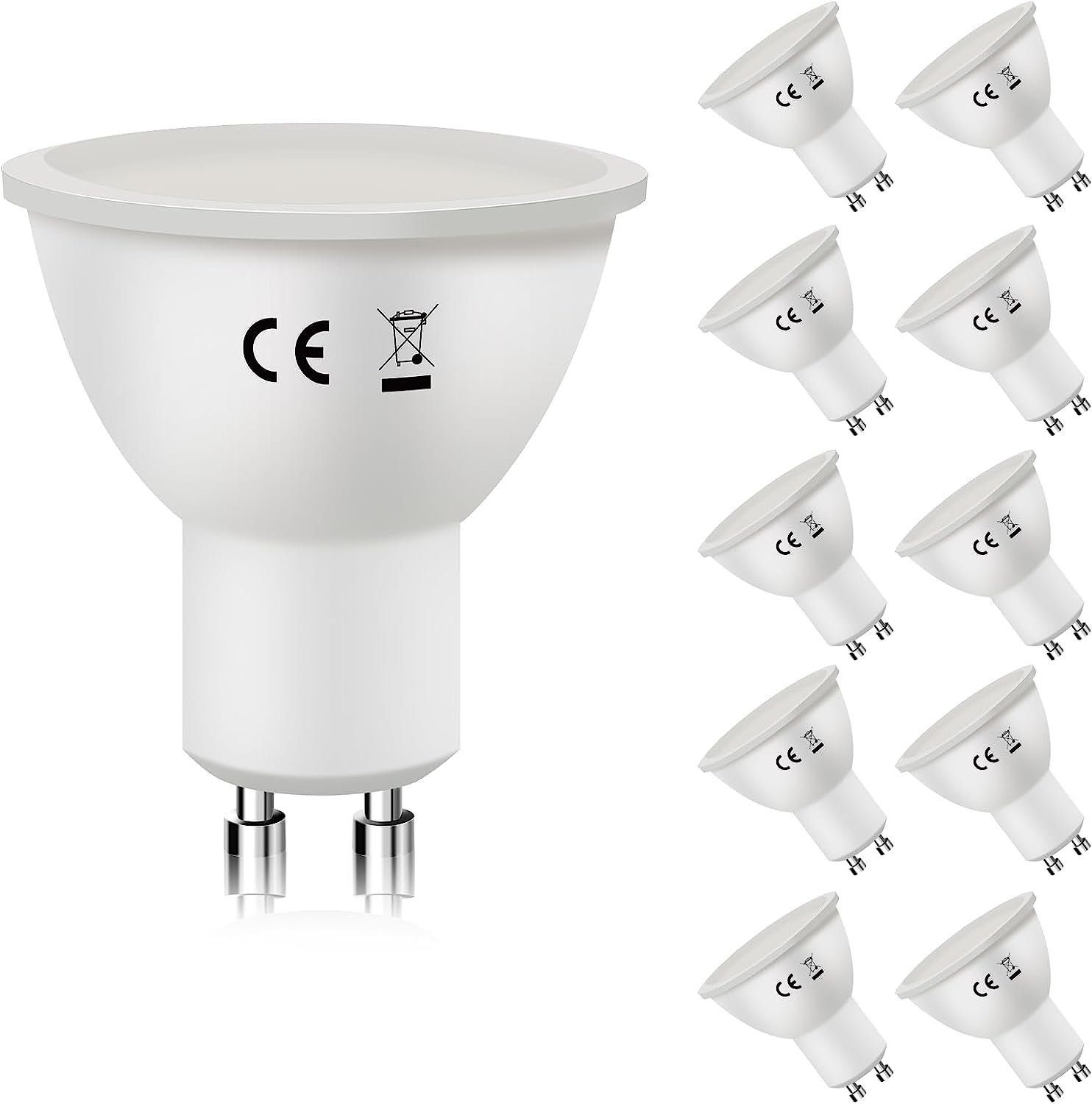 Nettlife LED-Leuchtmittel 6W Energiesparlampe Abstrahlwinkel 110° nicht dimmbar, GU10, 10 St., Warmweiß