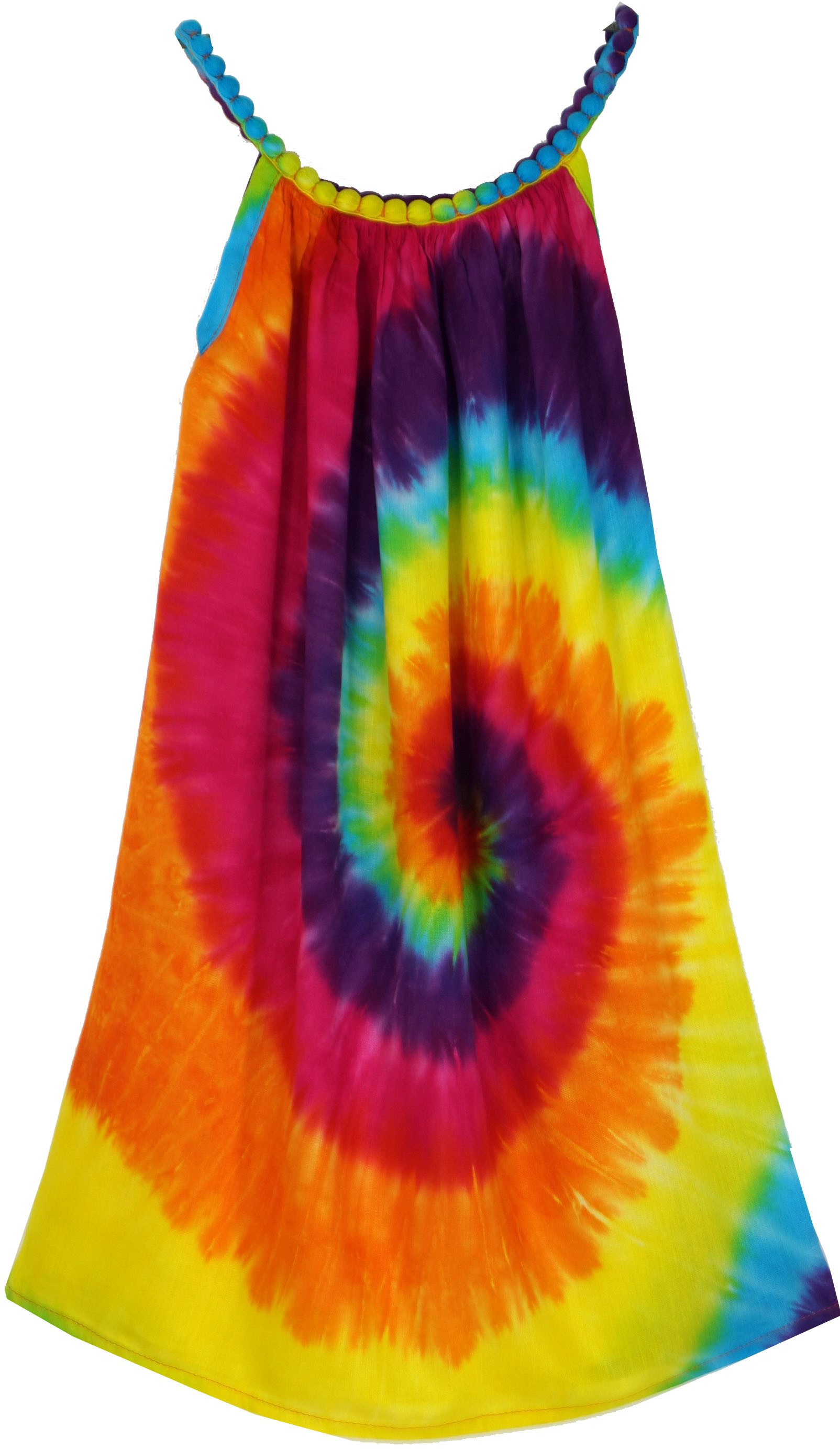 Guru-Shop Midikleid Batik Kinderkleid Regenbogen, Trägerkleid,..