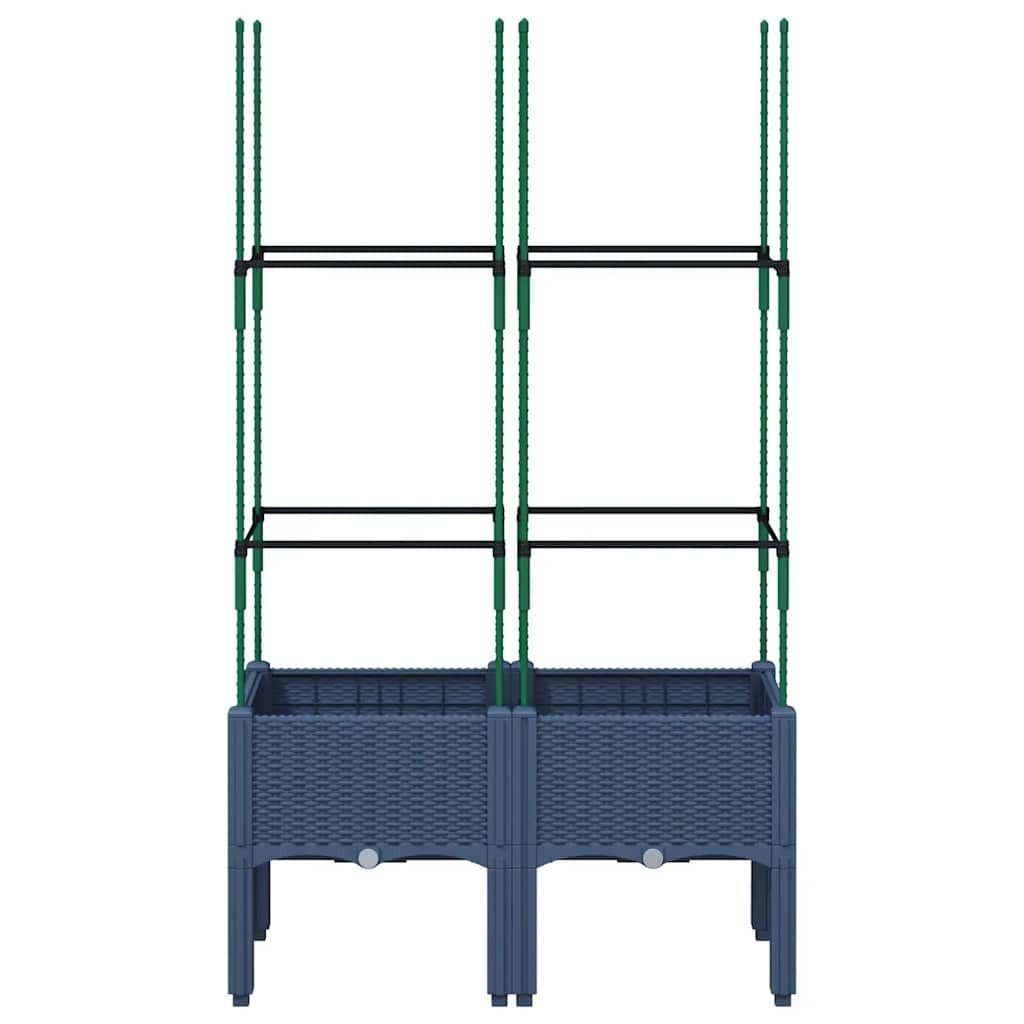 vidaXL Blumentopf Pflanzkübel mit Rankgitter Blaugrau günstig online kaufen