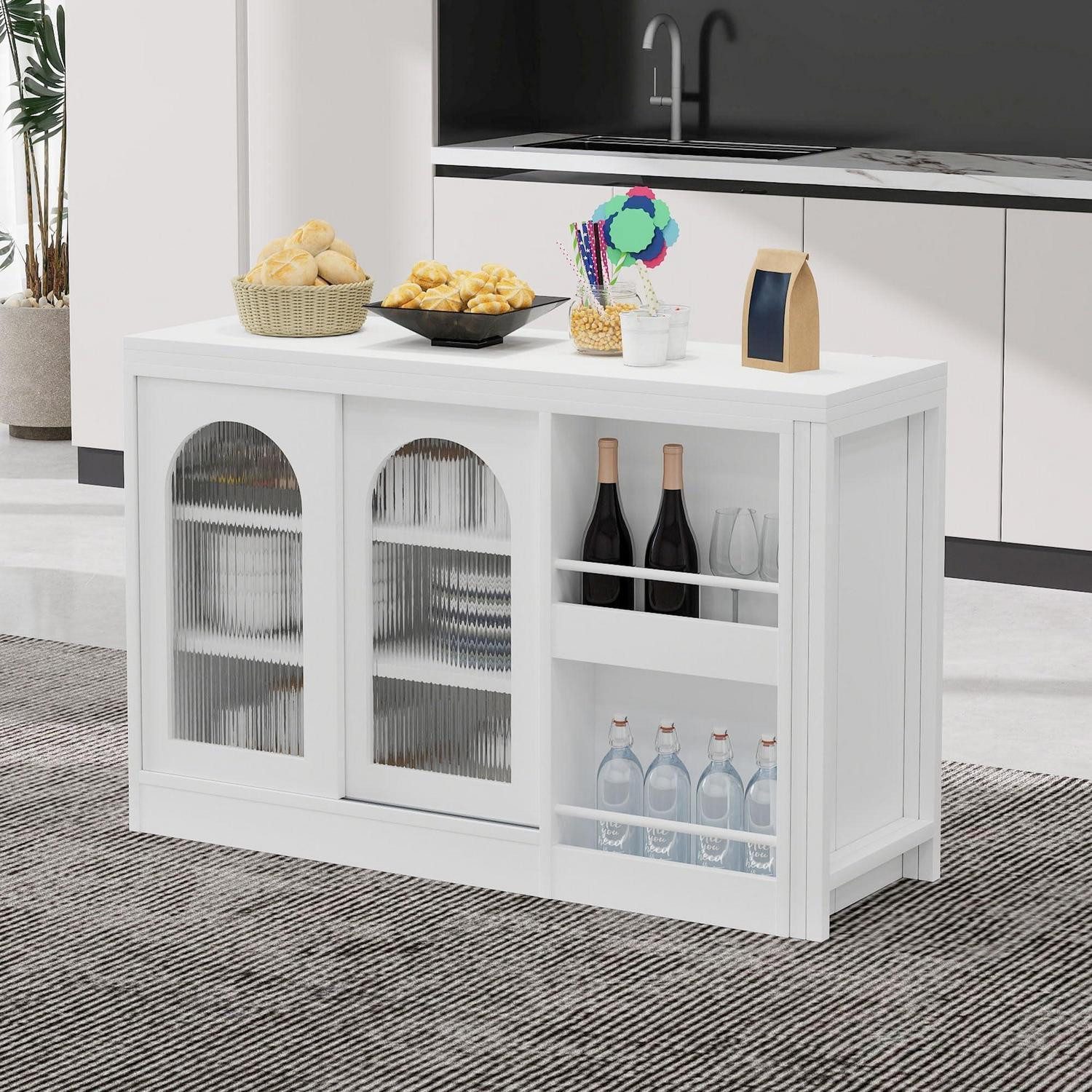 LuxusKollektion Bartisch Bartisch ausziehbar mit Stauraum Weiß (1-St)