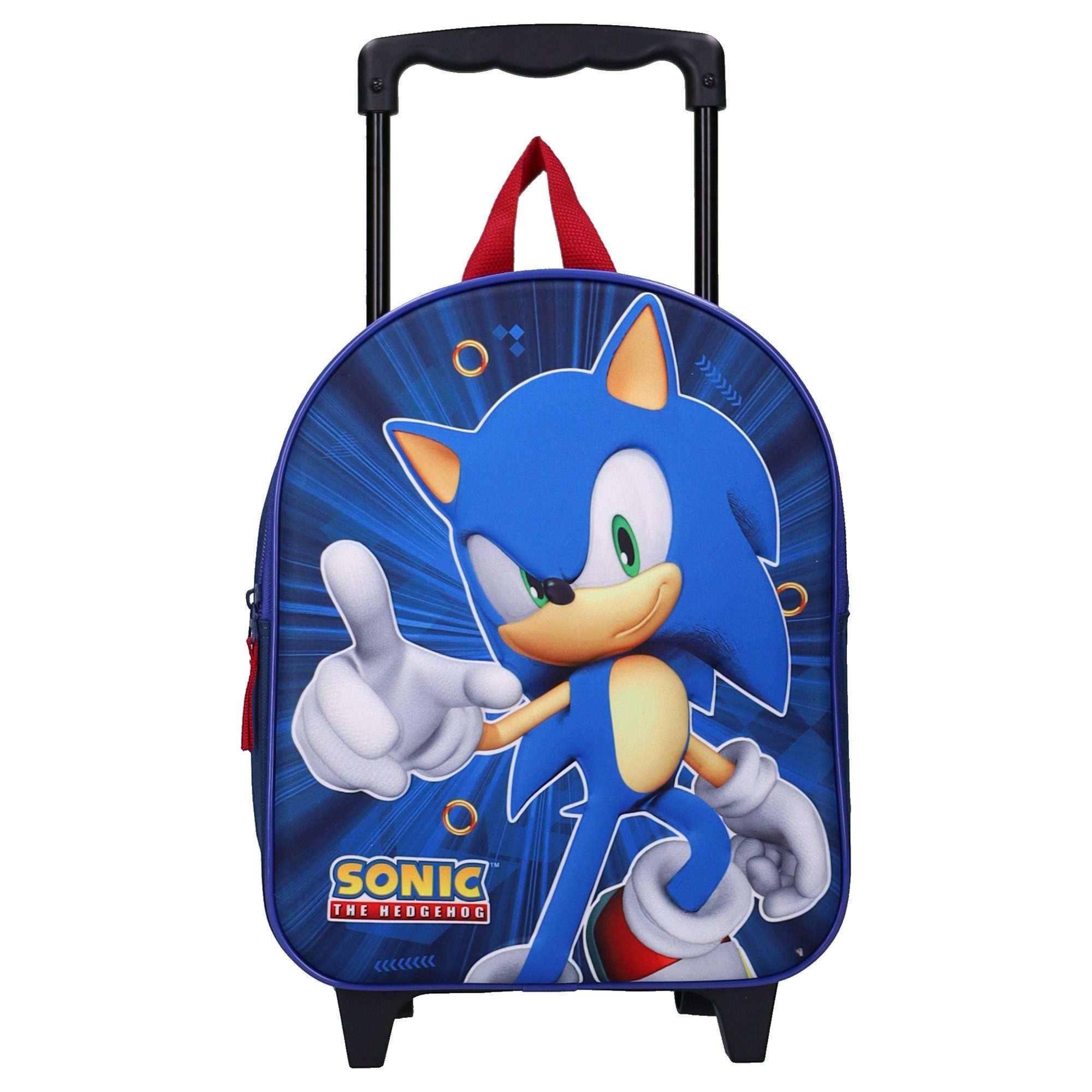 Sonic The Hedgehog Rucksack 3D Trolley Rucksack Great Escapes Kinder Schulrucksack mit Rollen