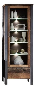 Innostyle Vitrine Vitrine CARDIFF 1-türig mit LED Beleuchtung - Vintage Style Mix dark