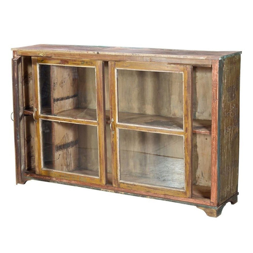 Luxury-Park-Direct Kommode Palisander Glasvitrine aus Indien – Dunkles Holz mit Einlegeböden. Lux