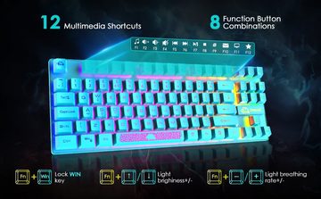 ZIYOU LANG RGB-Hintergrundbeleuchtung Tastatur- und Maus-Set, mit aufgehängten Tastenkappen.Reduziert Fingerermüdung langem Gebrauch
