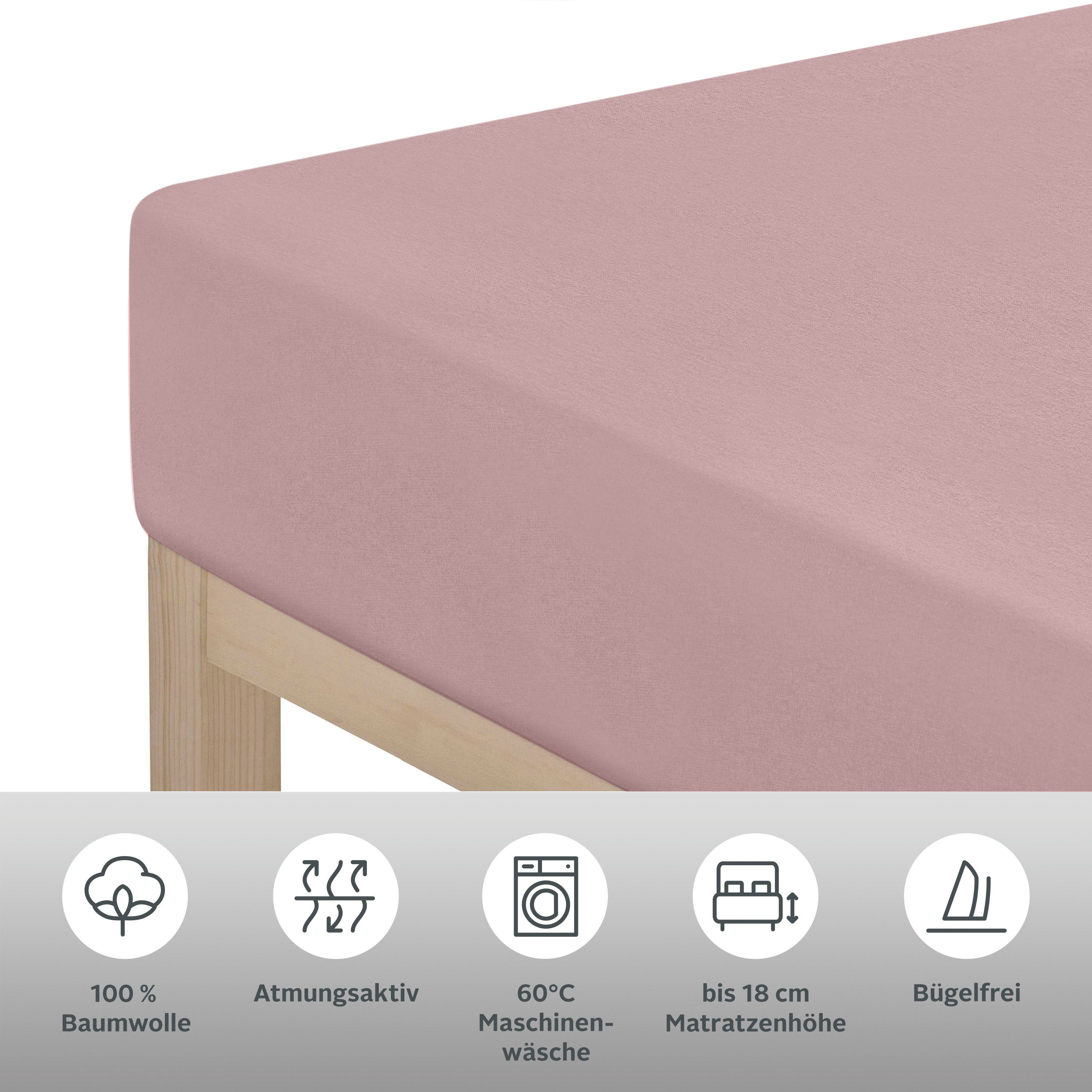 OTTO home Spannbettlaken PHYSALIS Comfort 100% Baumwolle, 150 g/m², Jersey, Gummizug: rundum, (2 Stück), Bettlaken bis 20 cm Matratzenhöhe, weich, bügelfrei, optimaler Sitz