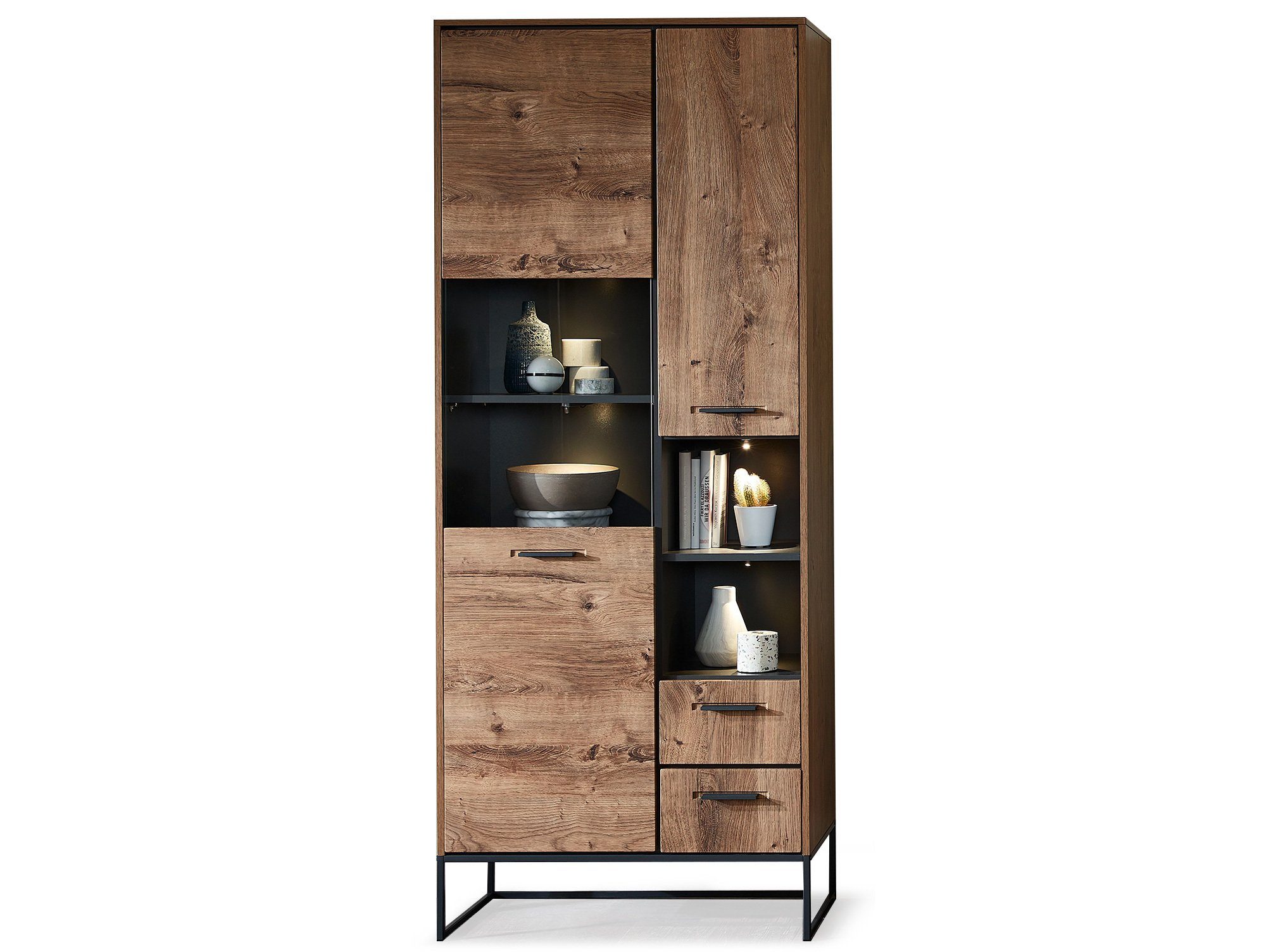 Produktbild von Möbelando Vitrine >Milton< In Mintgrün, Stahl - 80x101,5x40cm (BxHxT